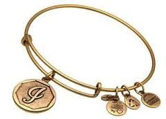 Letter I Charm Bangle Bracelet (Gold)