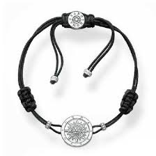 Nylon Sun Charm Bracelet (Silver/Black)