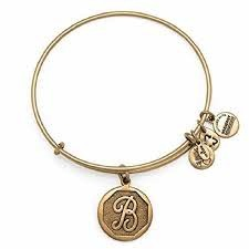 Letter B Charm Bangle Bracelet (Gold)