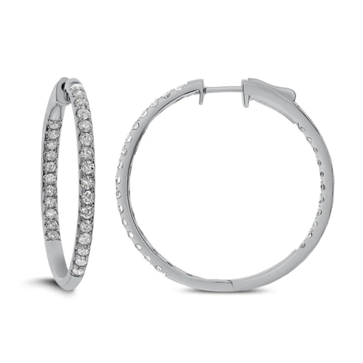 18K Gold 2.00ctw Diamond In/Out Hoop Earrings- AER-12732
