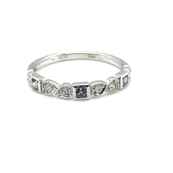 Created Alexandrite & Diamond Stackable Ring in 14 Karat White Gold