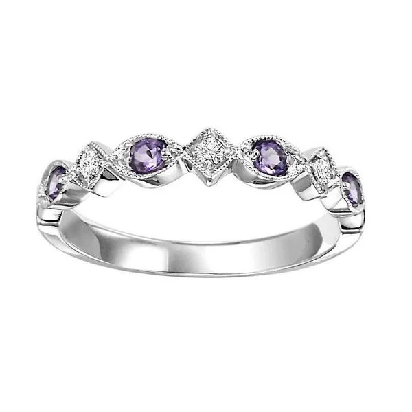 Amethysts & Diamonds Stackable Ring in 14 Karat