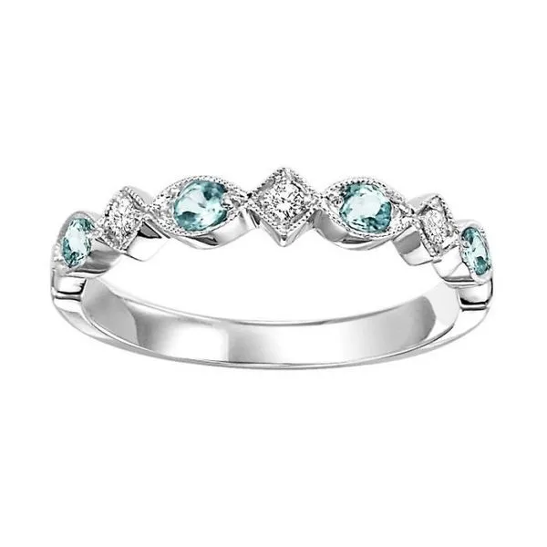 Blue Topaz & Diamond Micro Setting Ring in 10 Karat