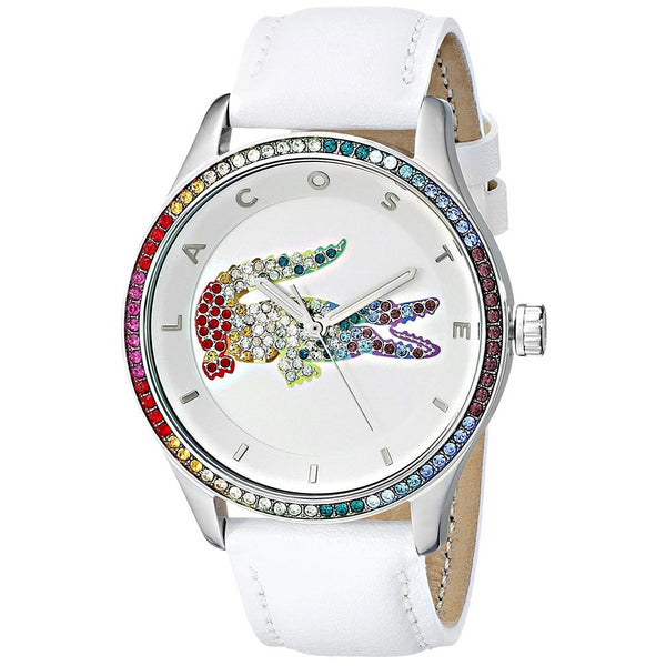Lacoste Women's 2000822 Victoria Crystal Set White Leather Watch