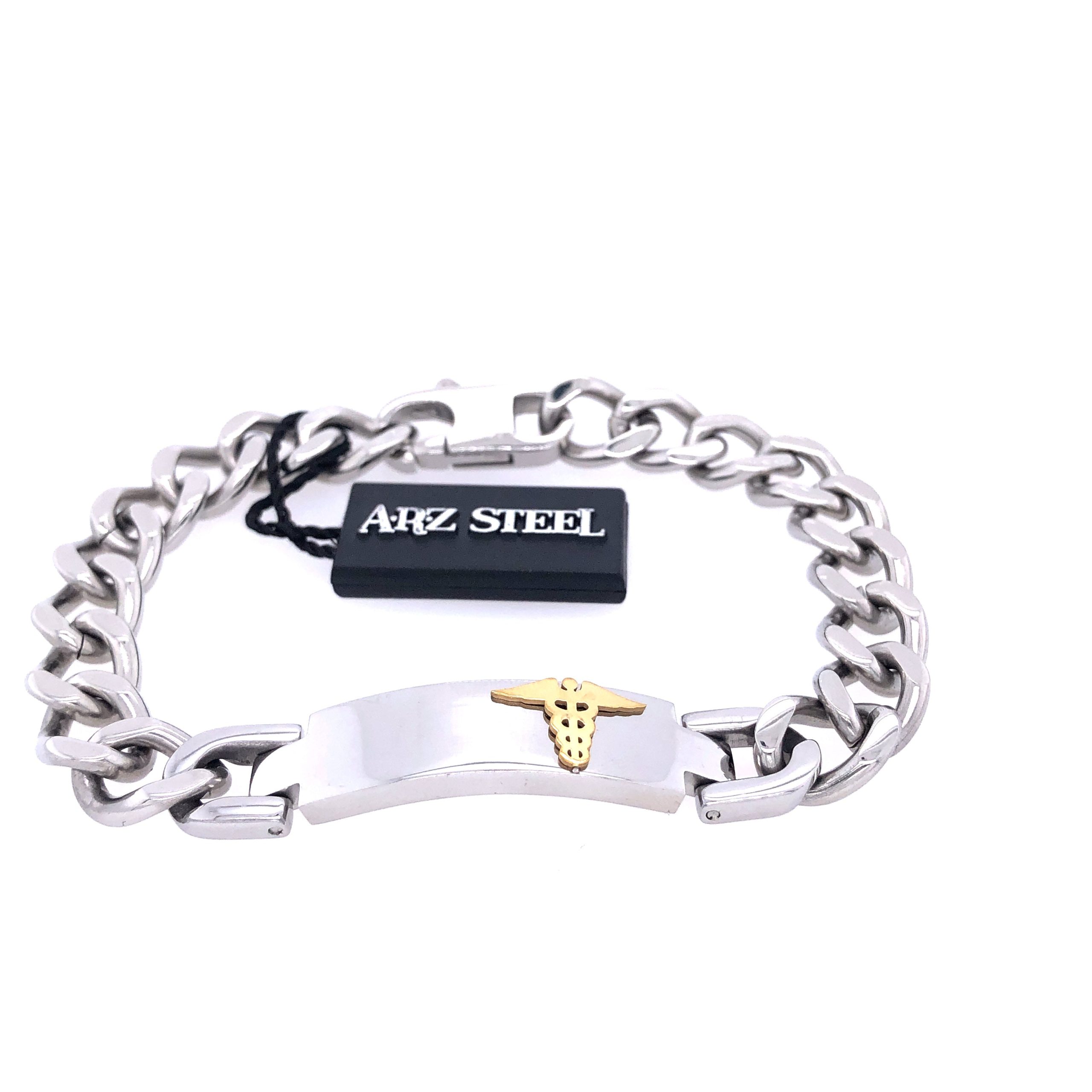 Stainless-Steel Curb Link Medic Bracelet