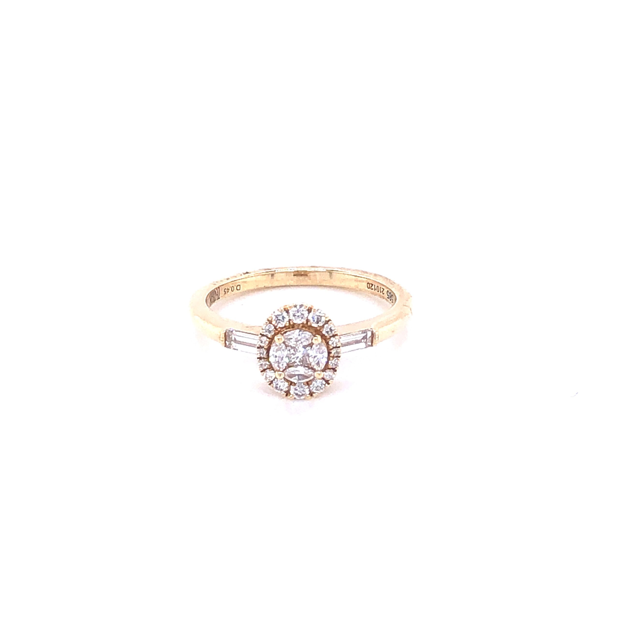 Zeghani Gold Oval Baguette Cut Marquise Engagement Ring