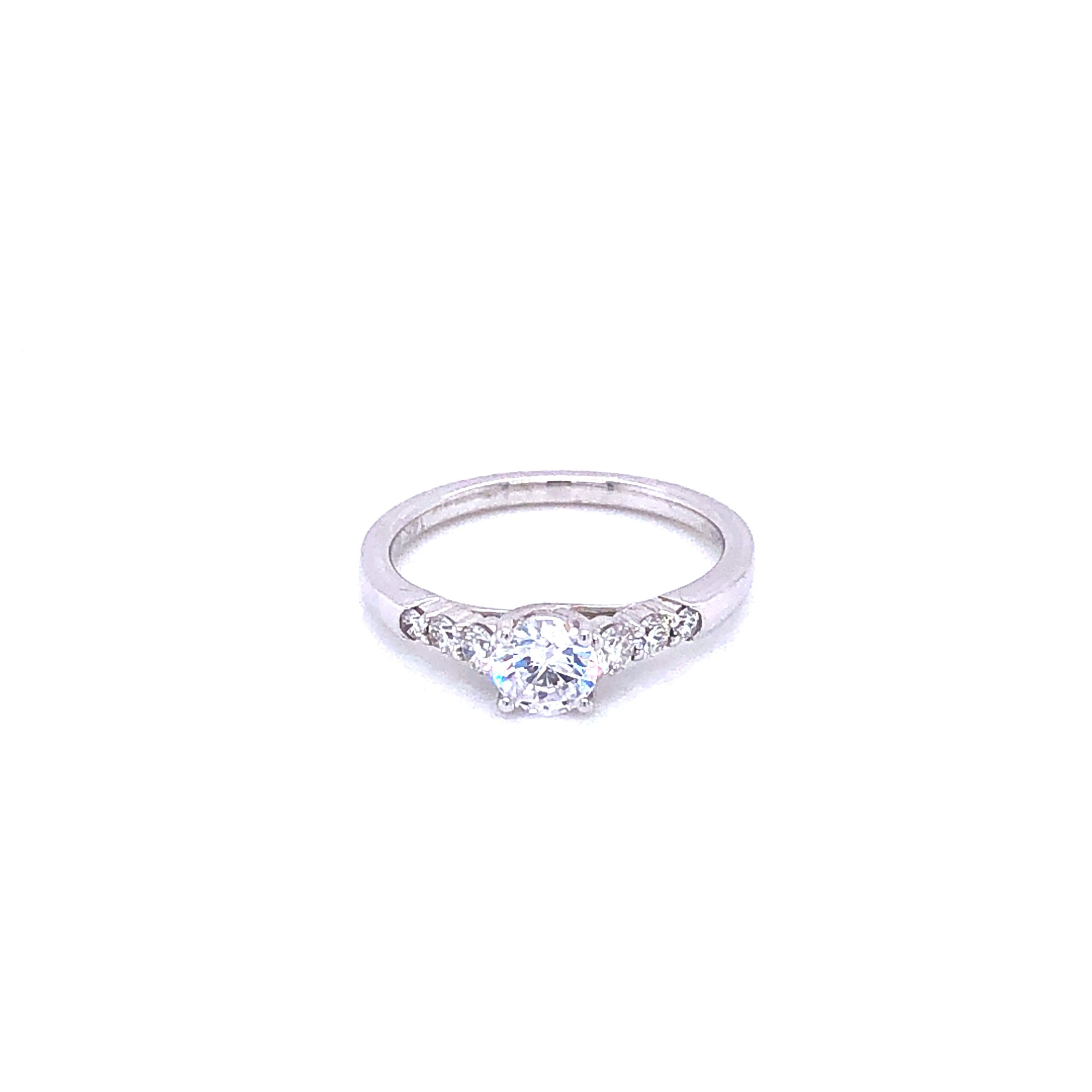 Zeghani White Gold Round Cut Classic Beauty Engagement Ring