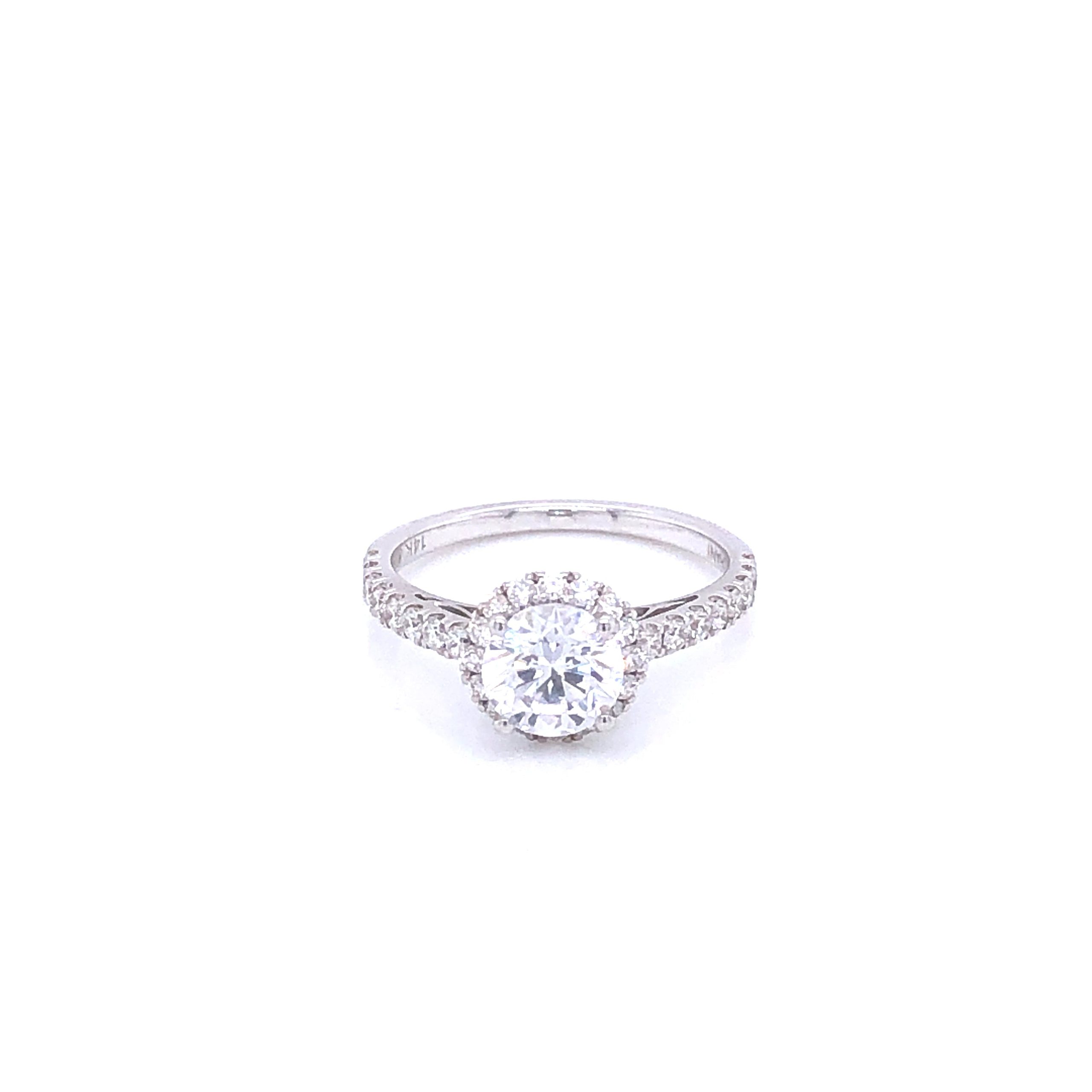 Zeghani White Gold Round Cut Semi-Mounted Engagement Ring
