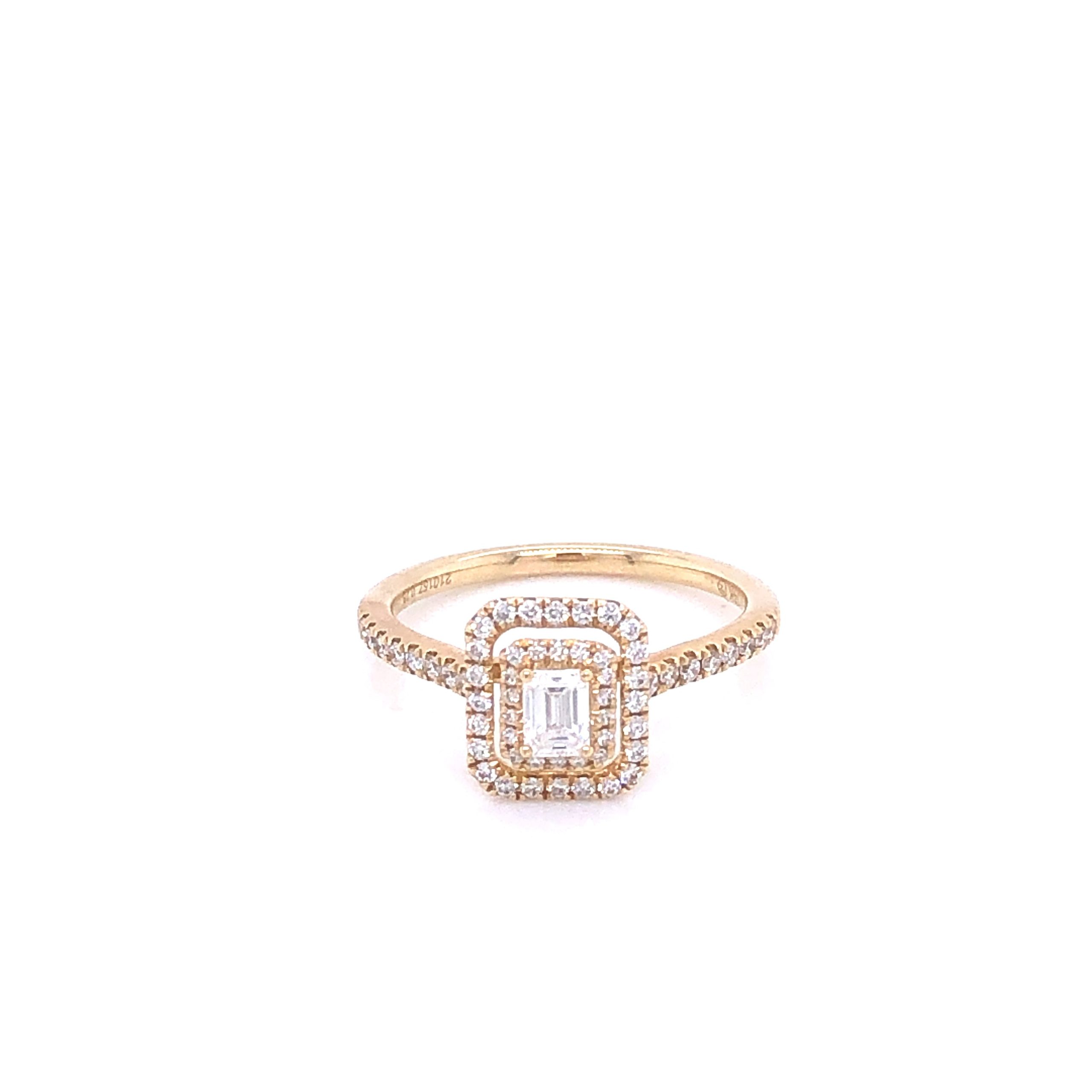 Zeghani Gold Emerald Cut Halo Engagement Ring