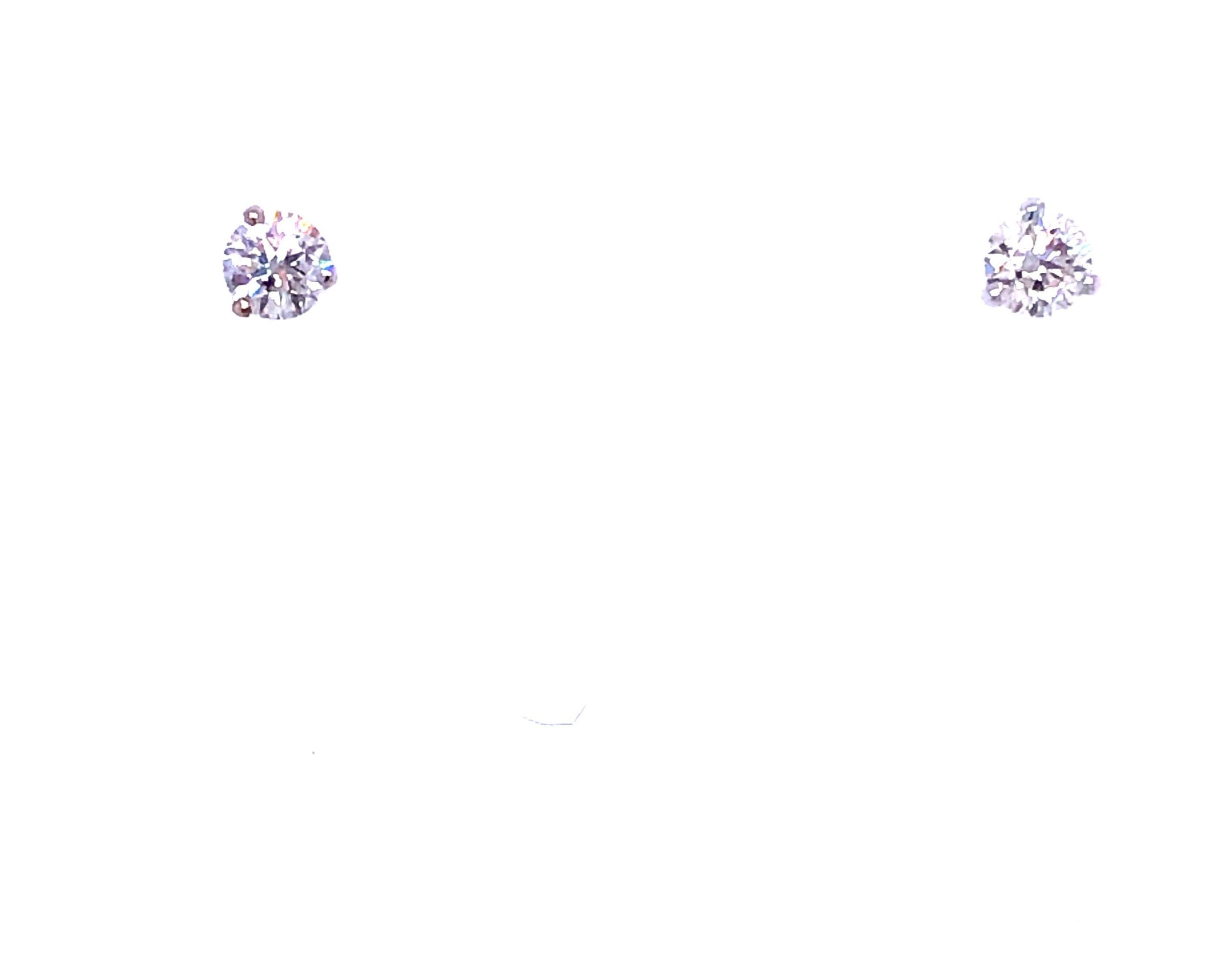 18K Triple Prong 0.30cts Cupid Cut Diamonds White Gold Stud Earrings