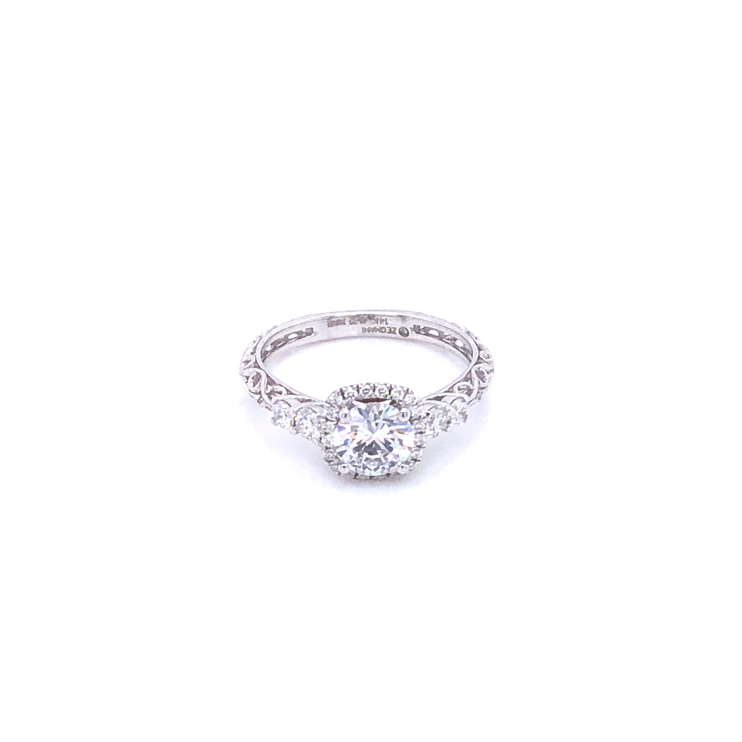 Zeghani White Gold Round Cut Vintage Vixen Engagement Ring