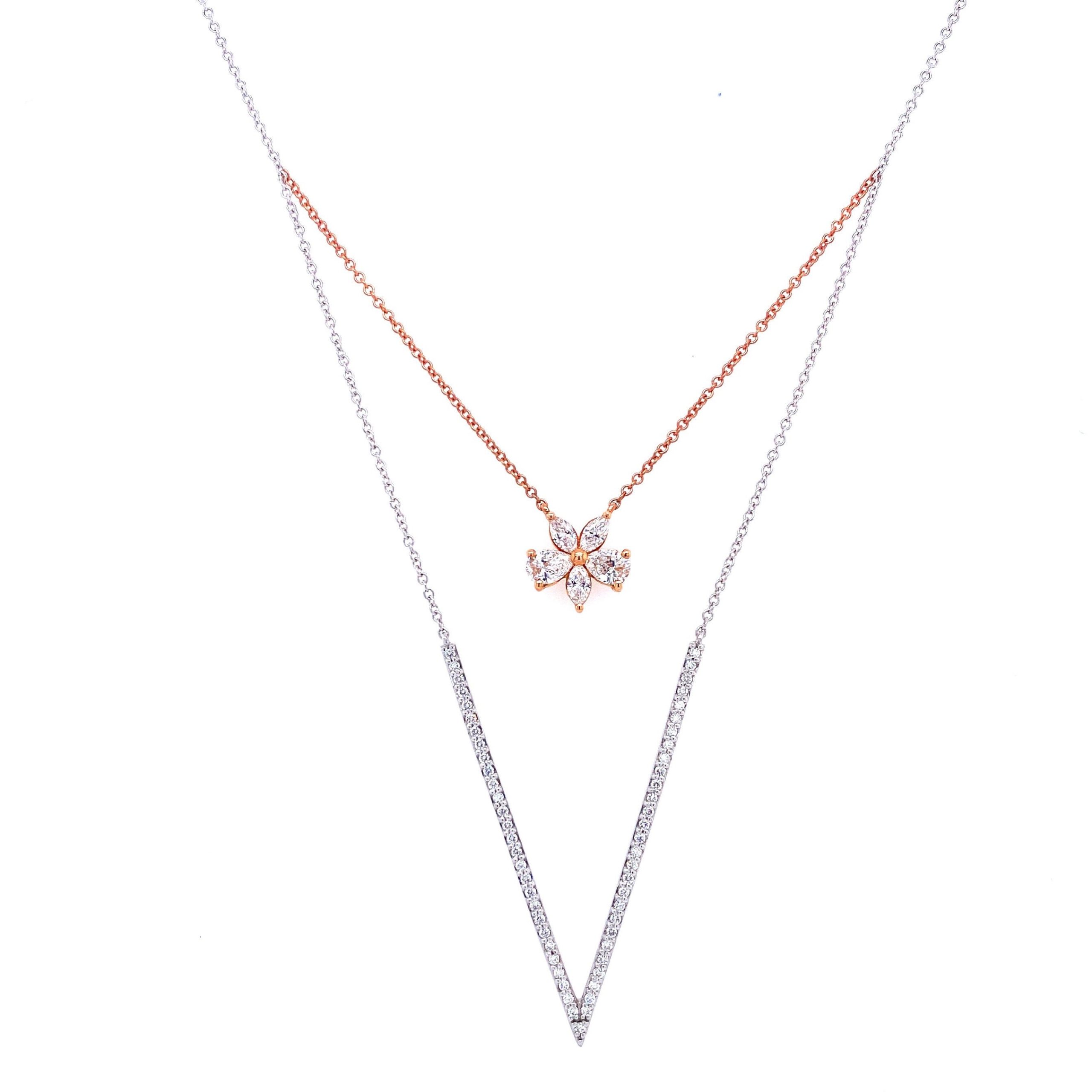 WHITE & ROSE GOLD DOUBLE NECKLACE