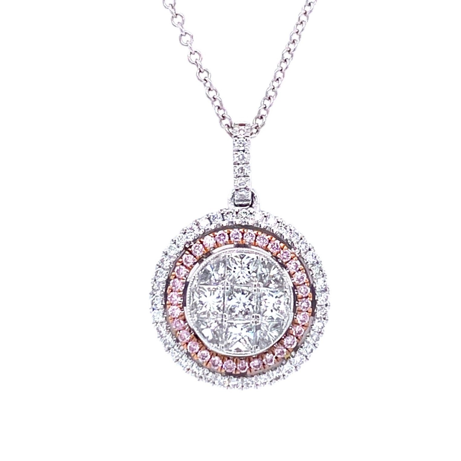 WHITE & ROSE GOLD WITH PINK DIAMONDS NECKLACE
