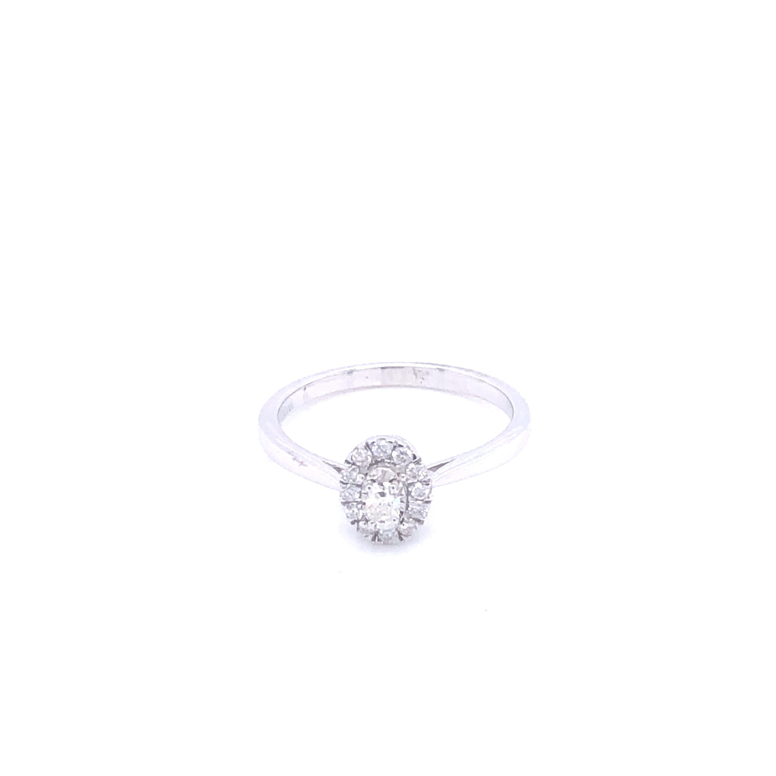14K Diamond Oval Halo White Gold Engagement Ring