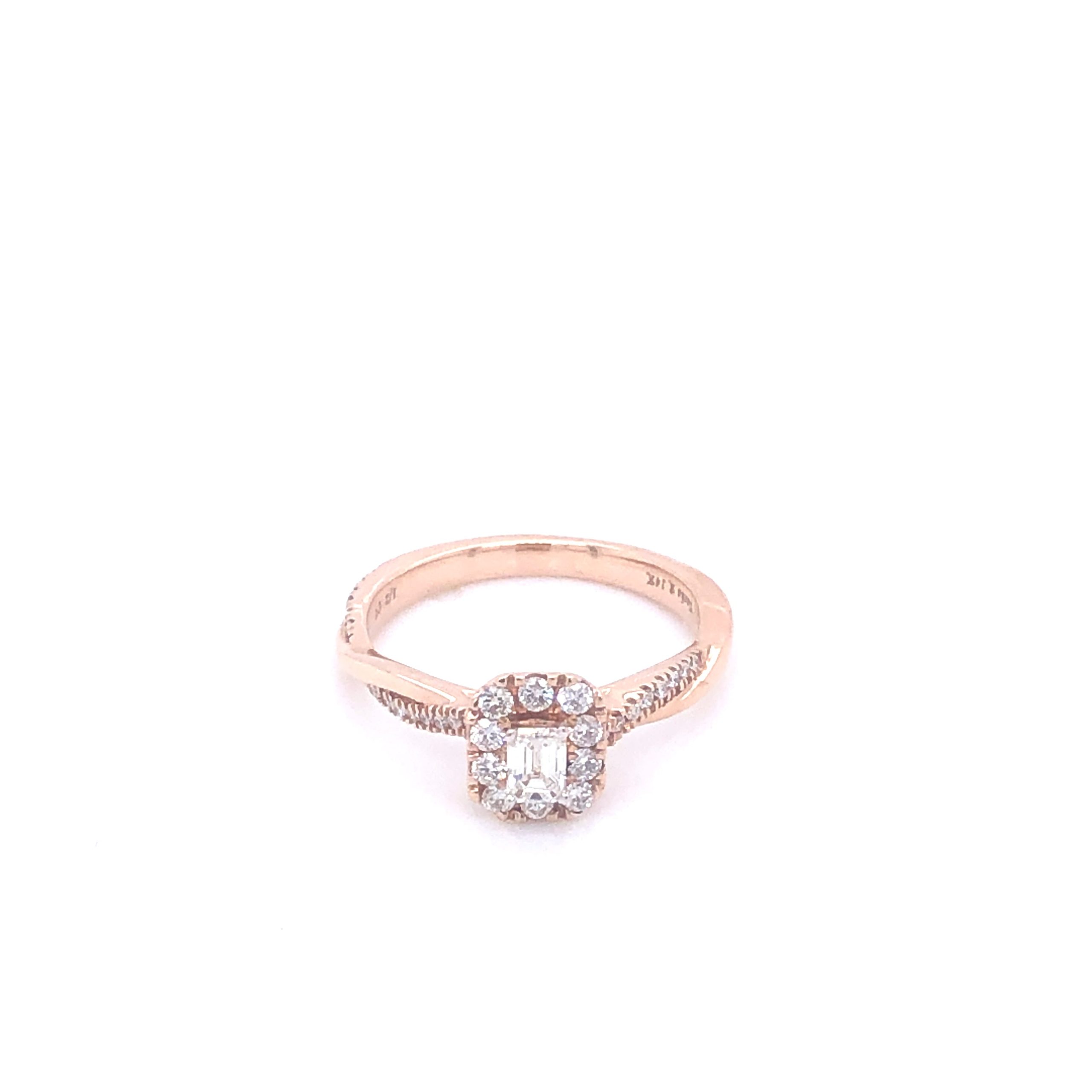 Emerald-Shaped Entwined Rose Gold Engagement Ring
