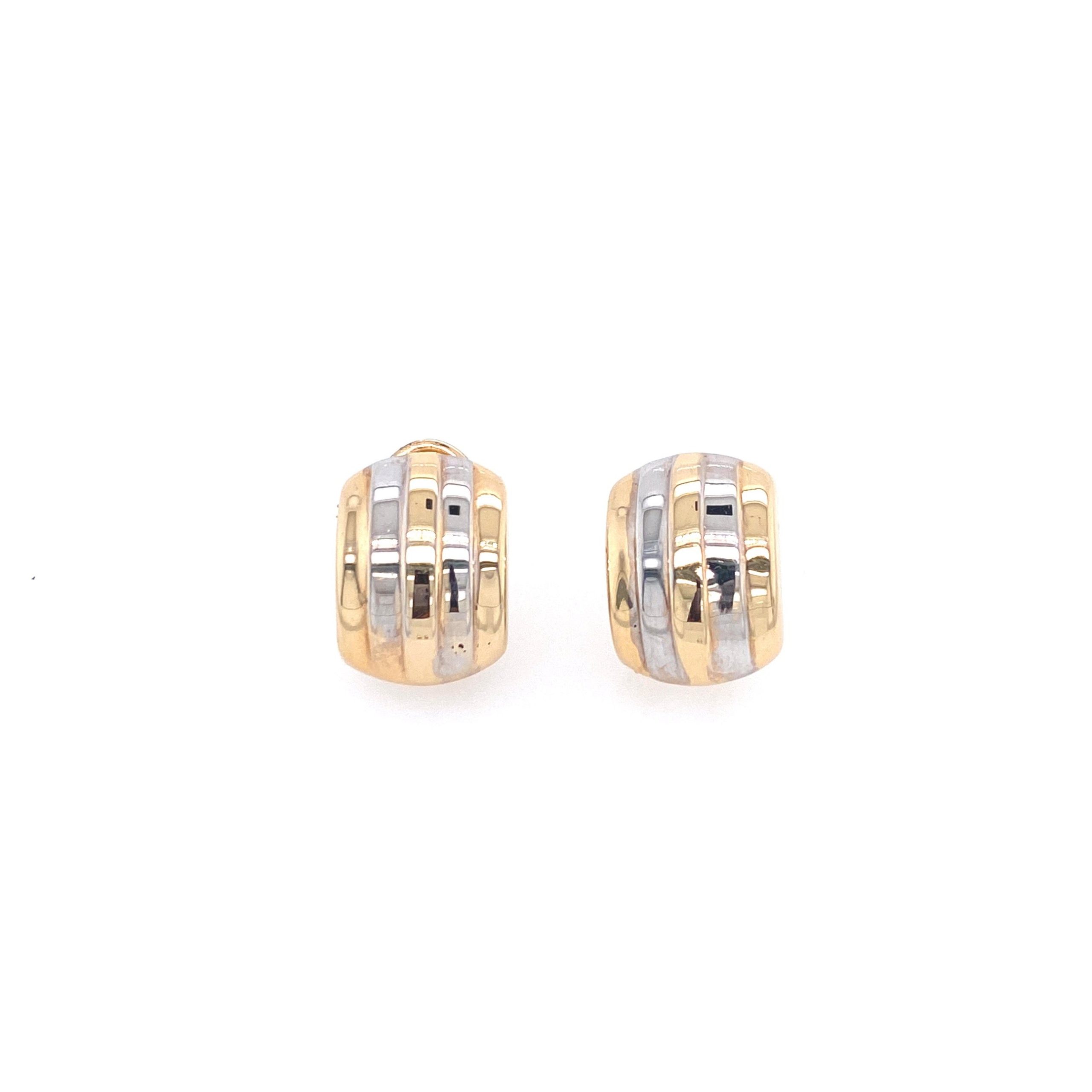 TWO-TONES STRIPES STUD EARRINGS
