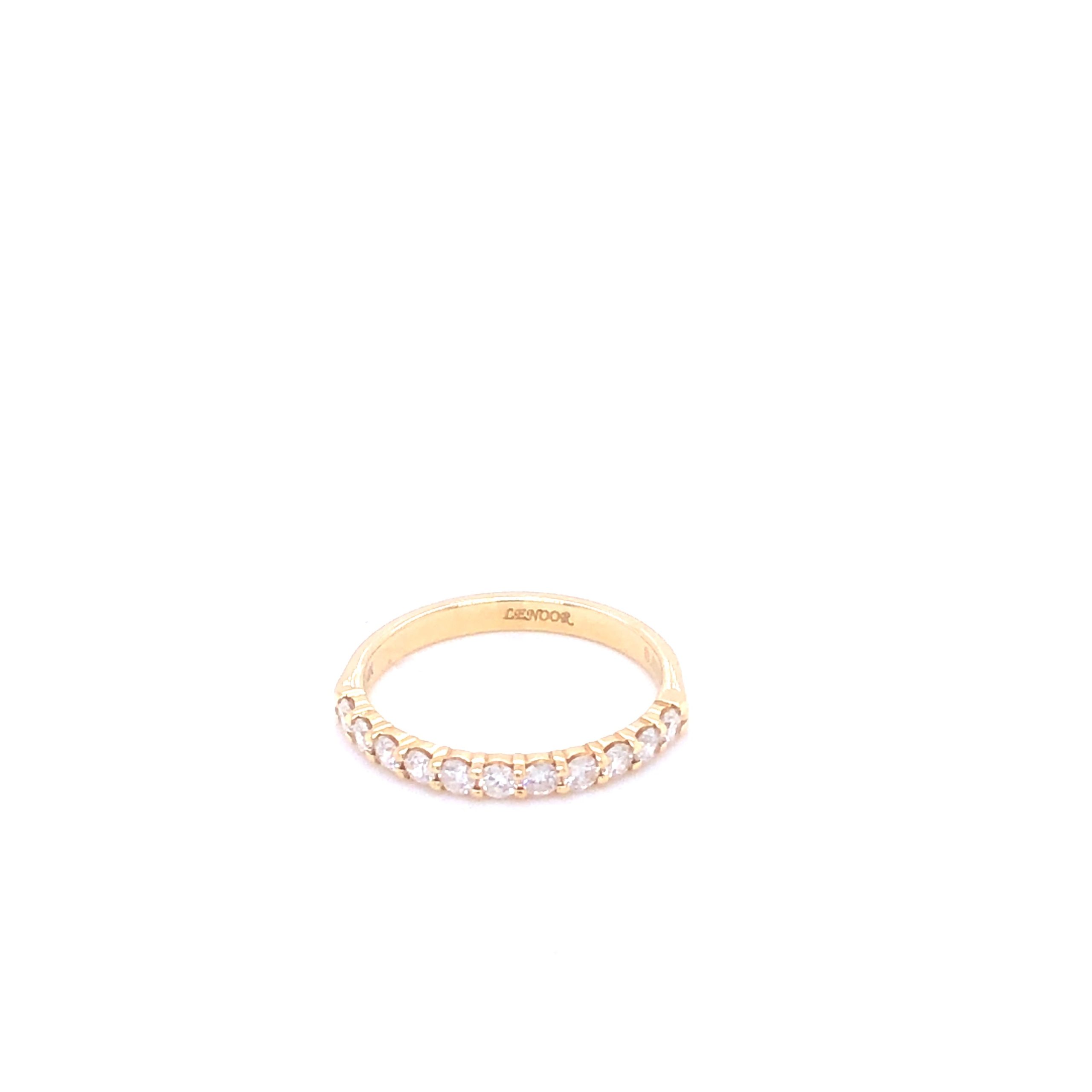 Shared Prong Set Diamonds Yellow Gold Wedding Band