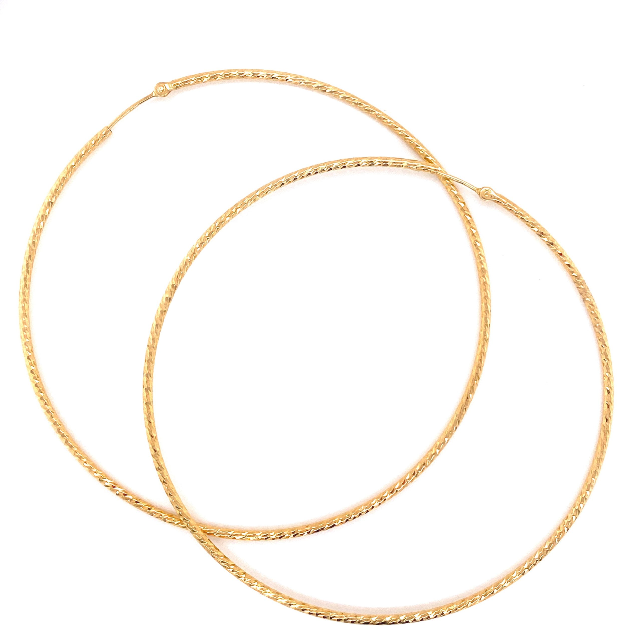 Big Diamond Cut 14k Gold Hoops