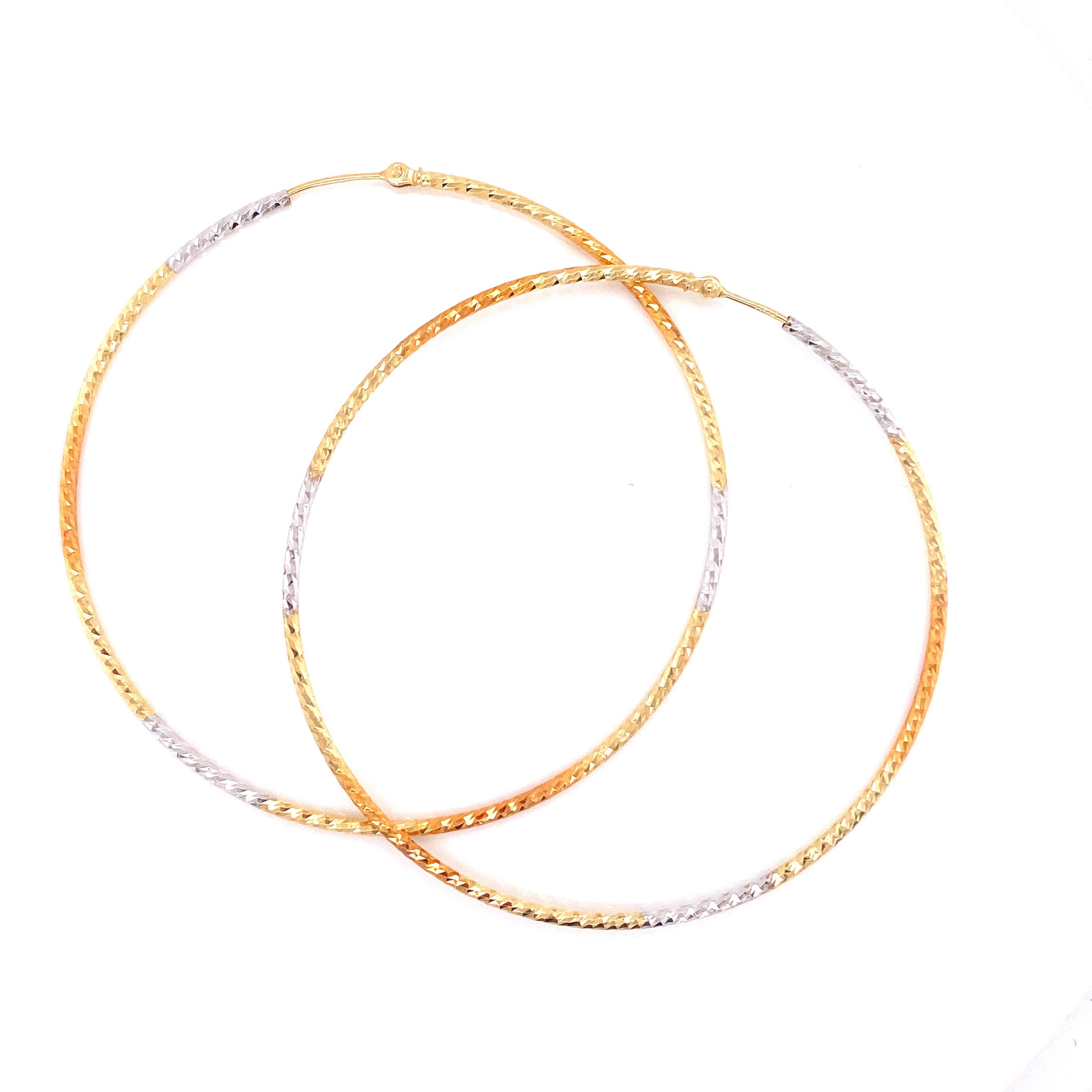14K Large Tri-Color Gold Hoops