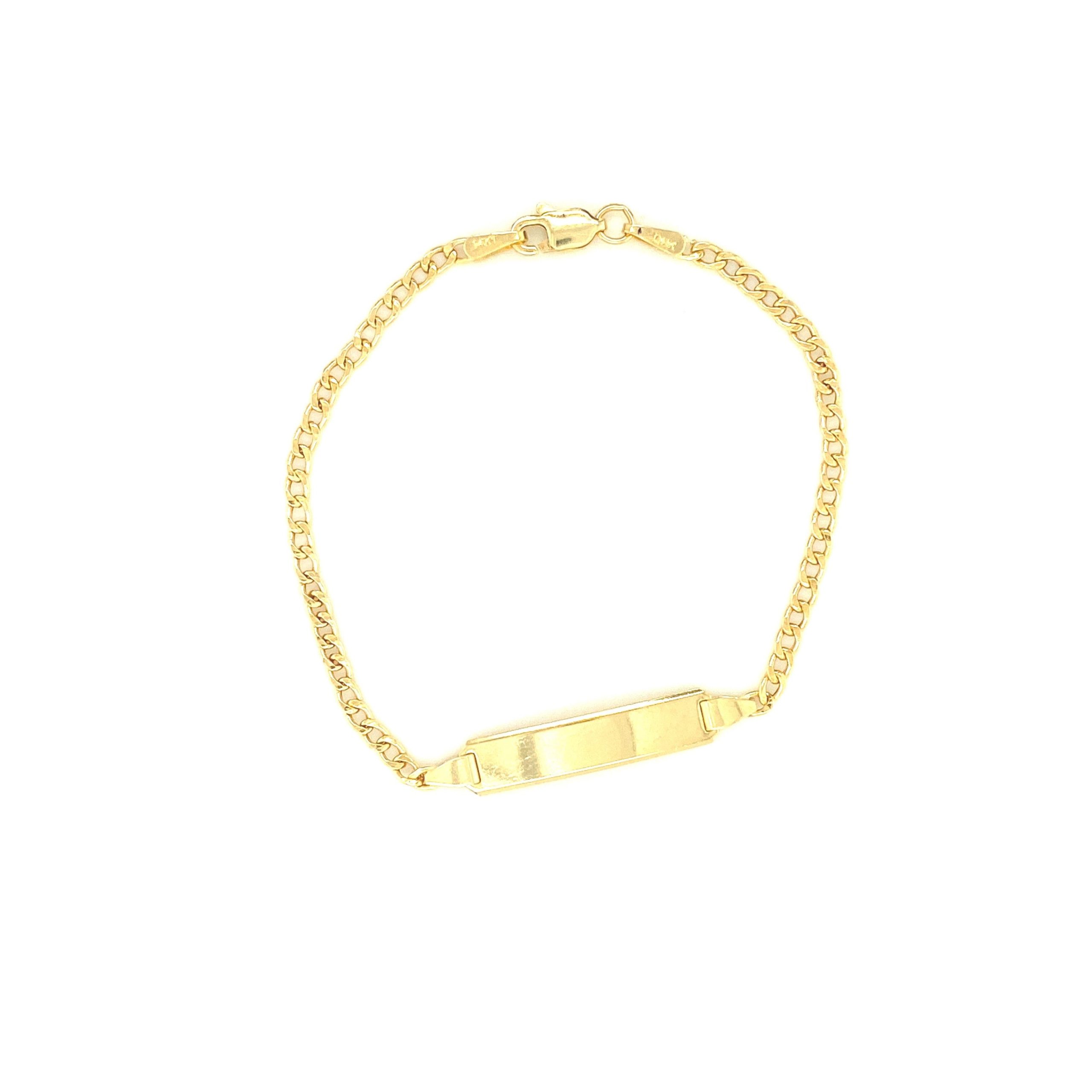 Cuban Link Engraving 14k Gold Baby Bracelet