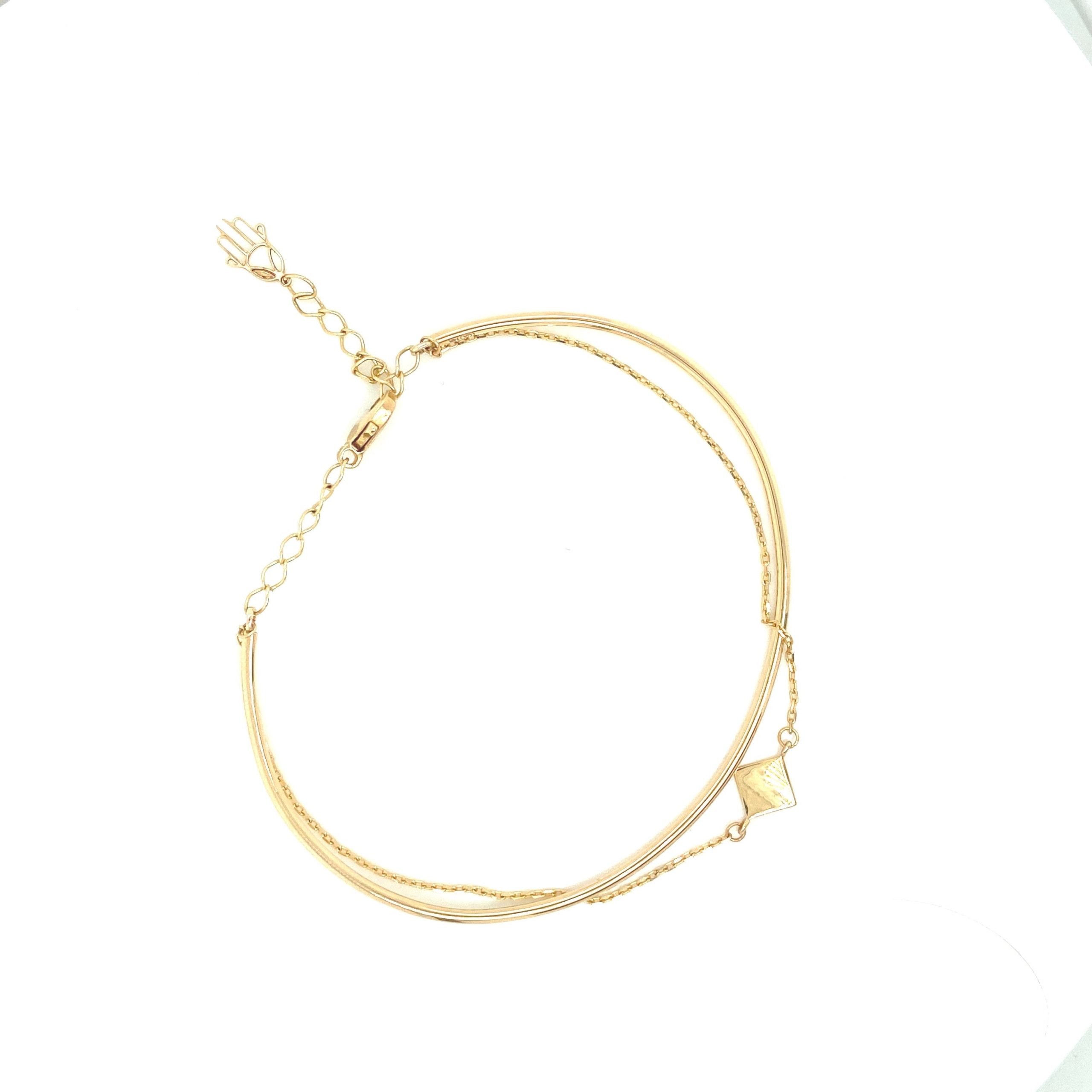 Rhombus Design 14k Gold Bangle Bracelet
