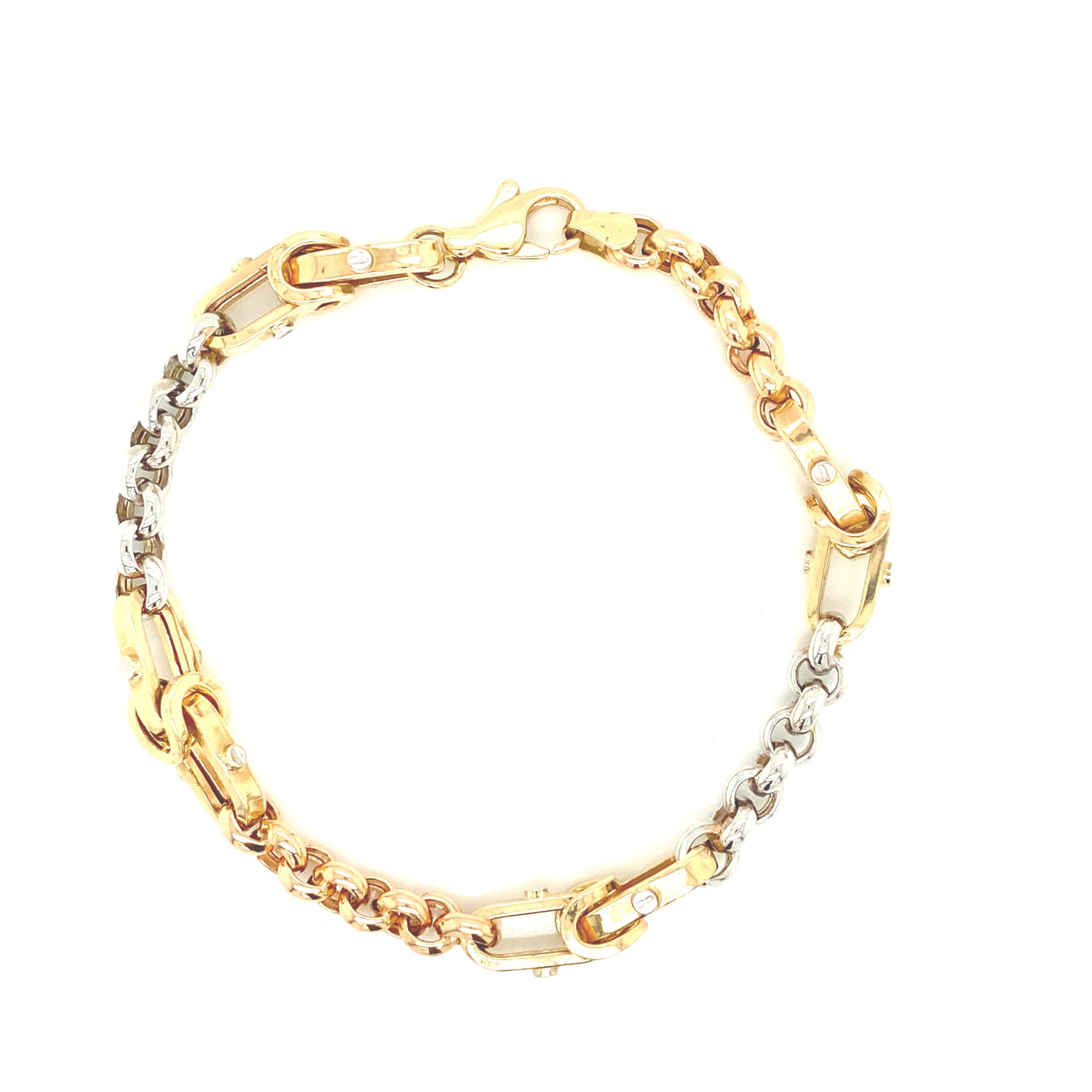 14K Double Link Two-Tone Gold Bracelet