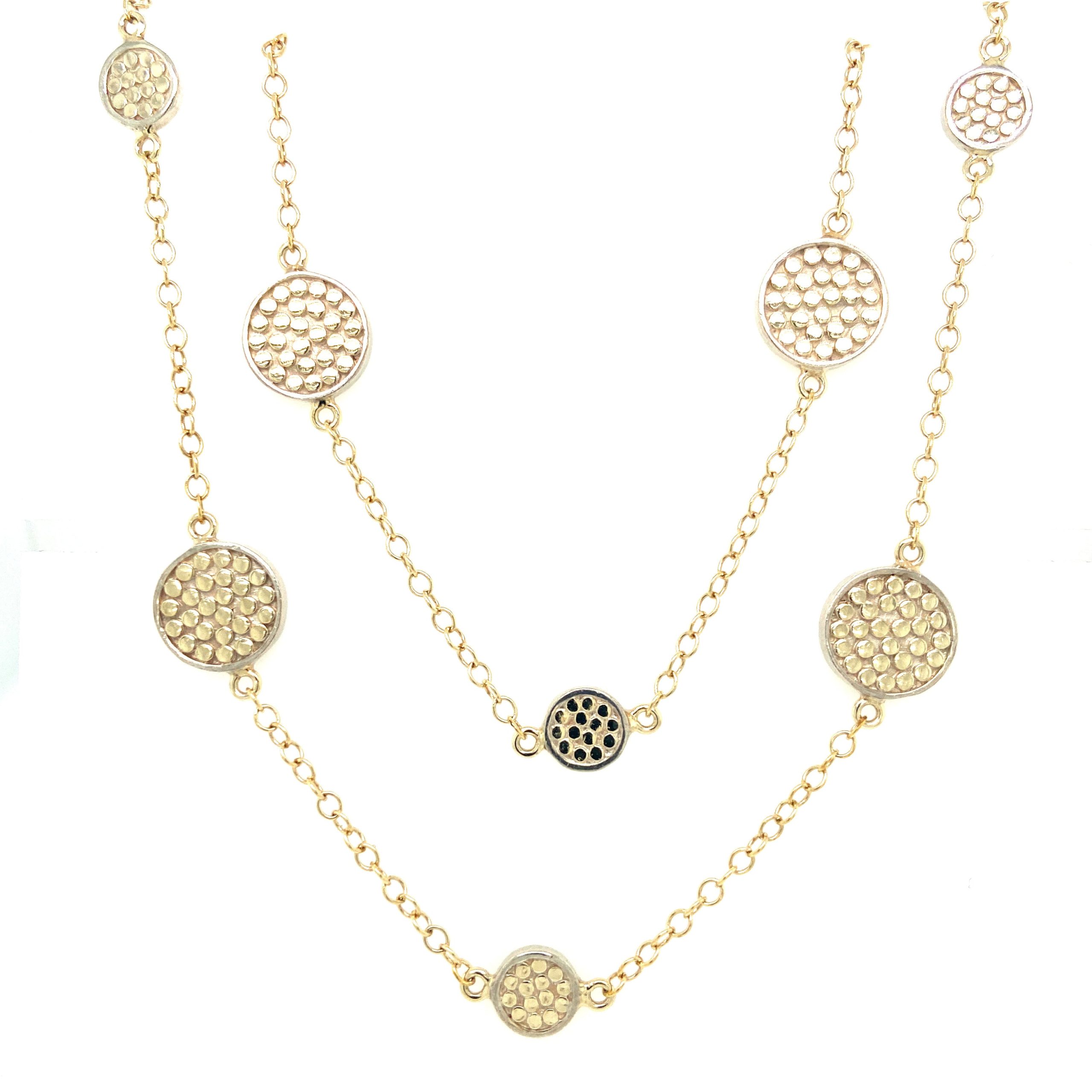 Multi-Disc Pendant Necklace (Gold/Long)
