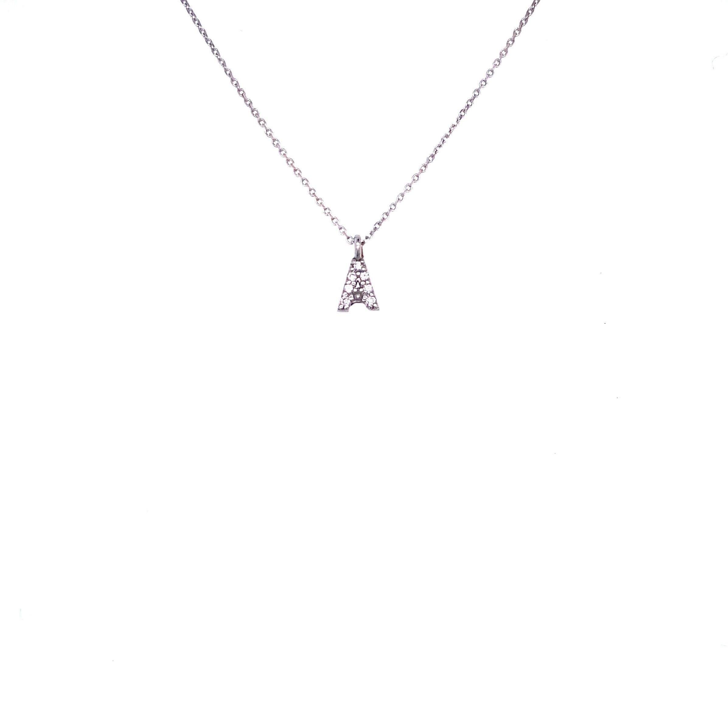Necklace With Small Initial A and Diamond