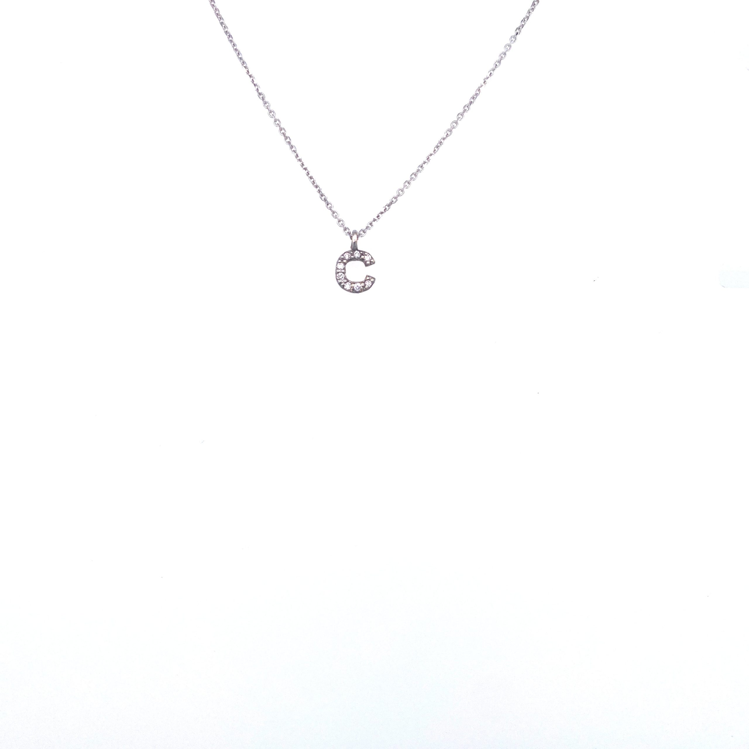 Necklace With Small Initial C and Diamond
