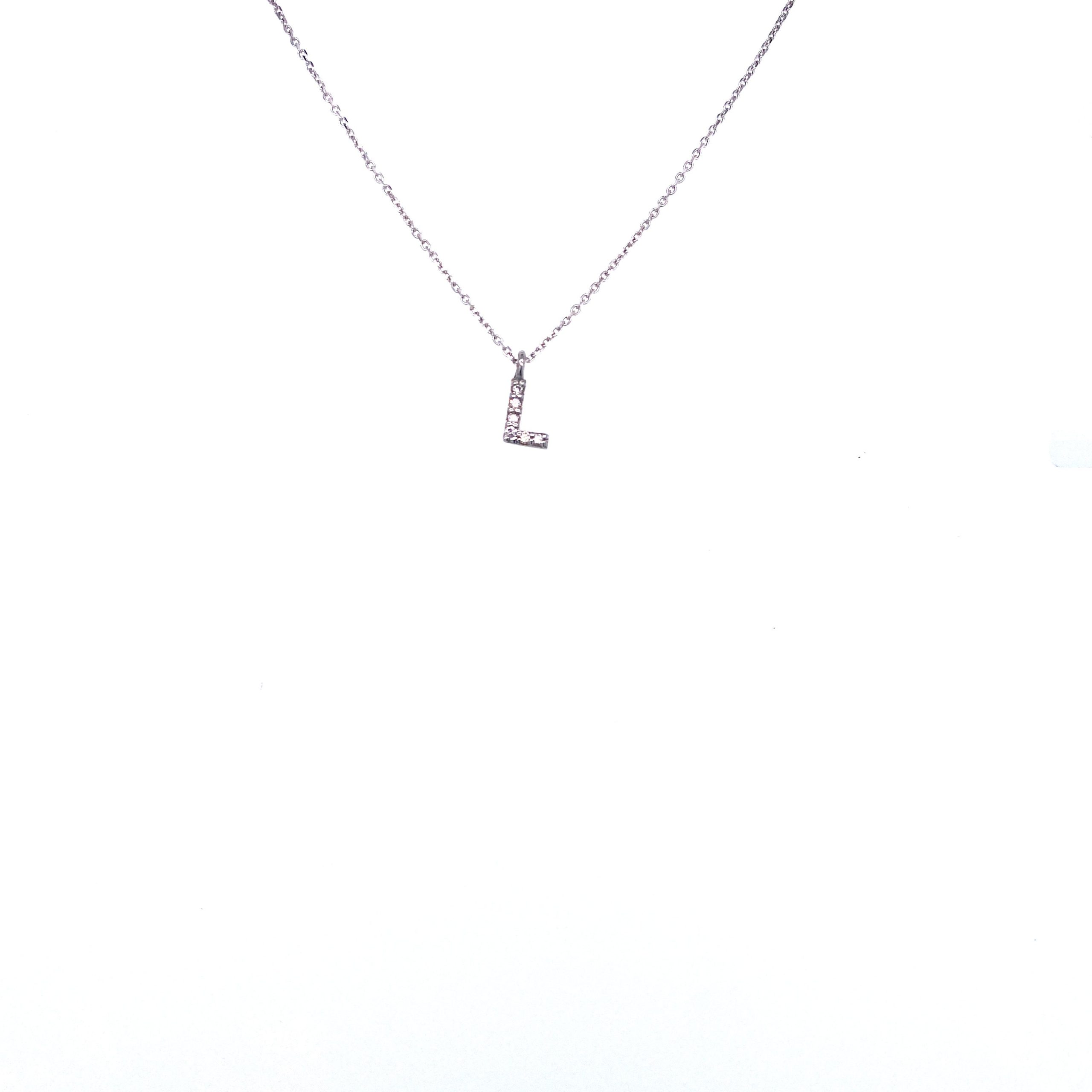 Necklace With Small Initial L and Diamond
