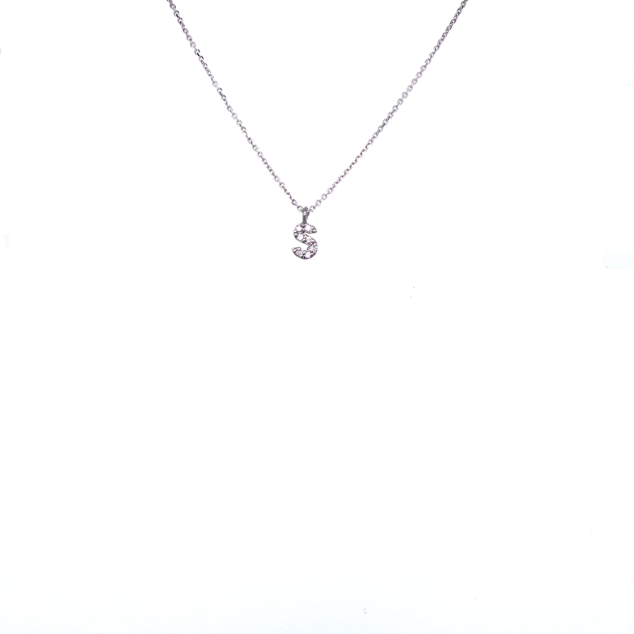Necklace With Small Initial S and Diamond