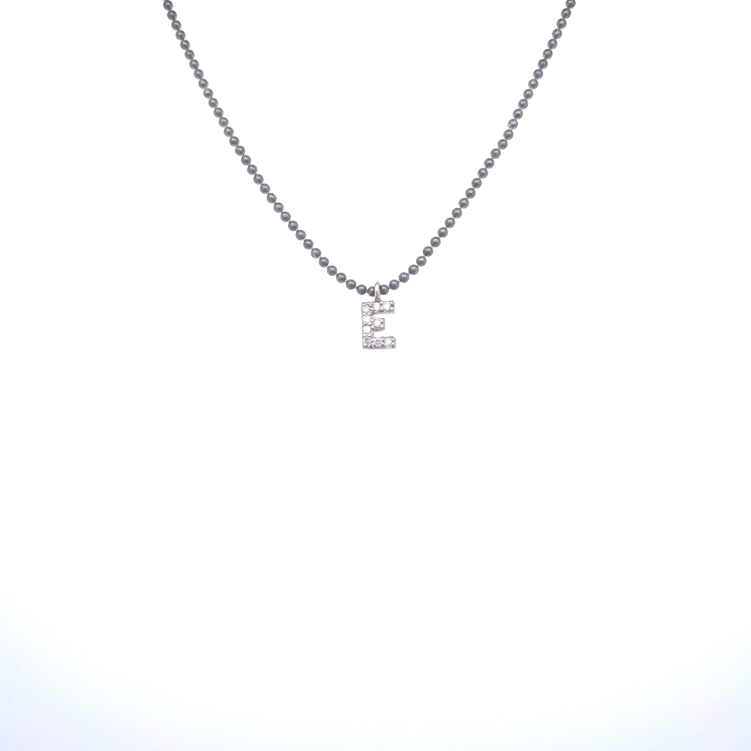 Necklace With Small Initial E and Diamond