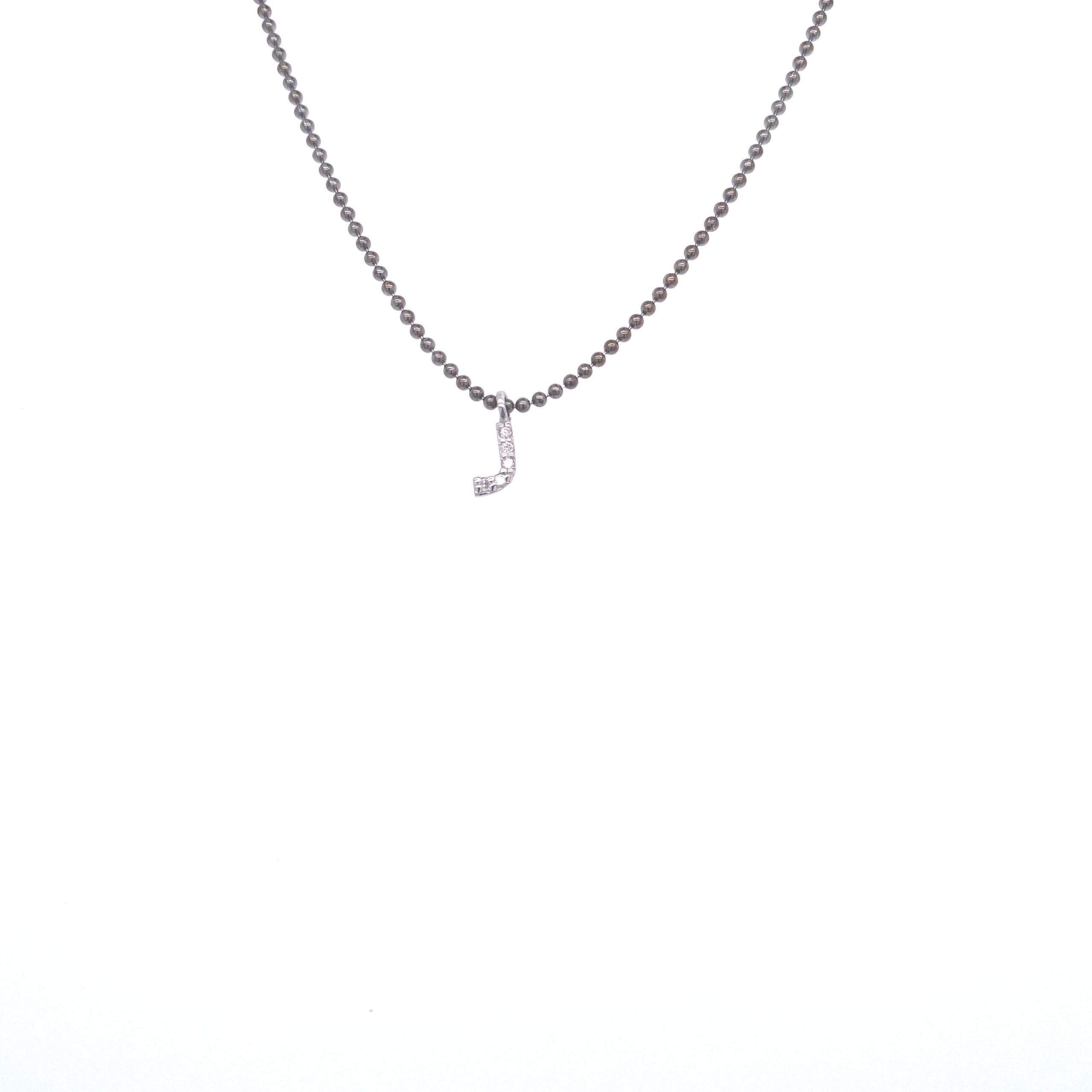 Necklace With Small Initial J and Diamond
