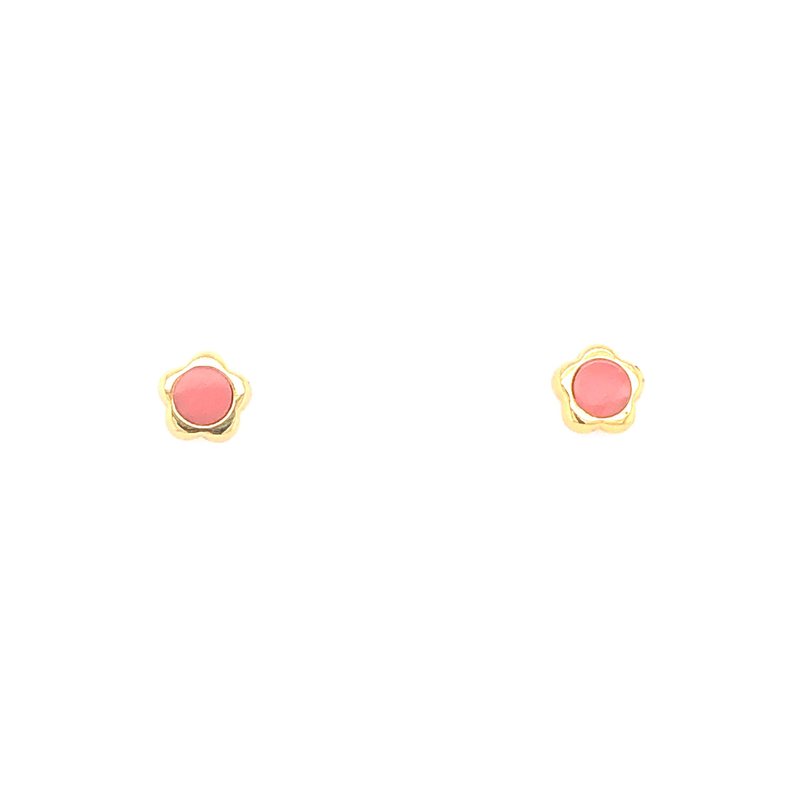 DAISY STUD WITH CIRLCE PINK EARRINGS