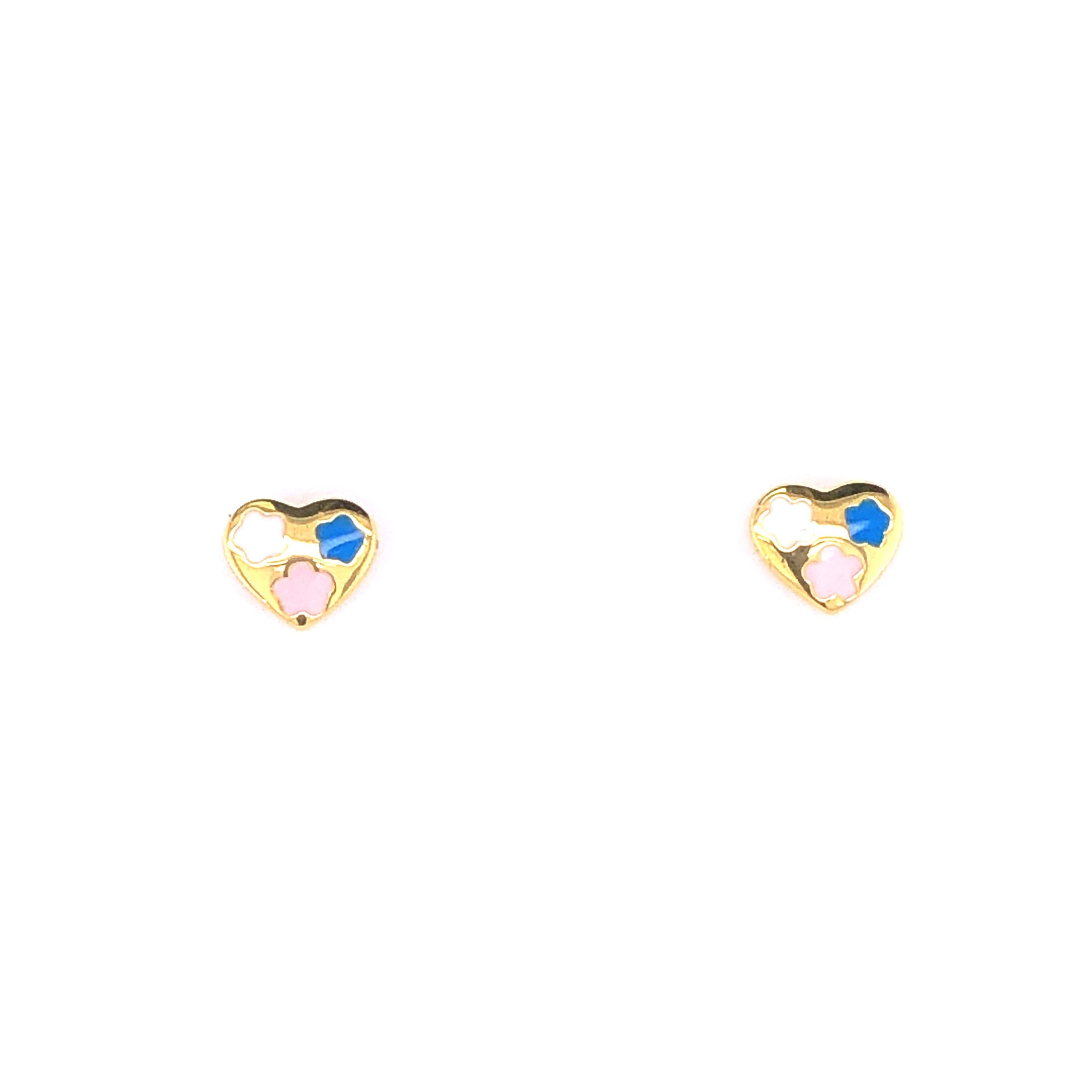 HEARTS WITH COLOR FLOWERS EARRINGS
