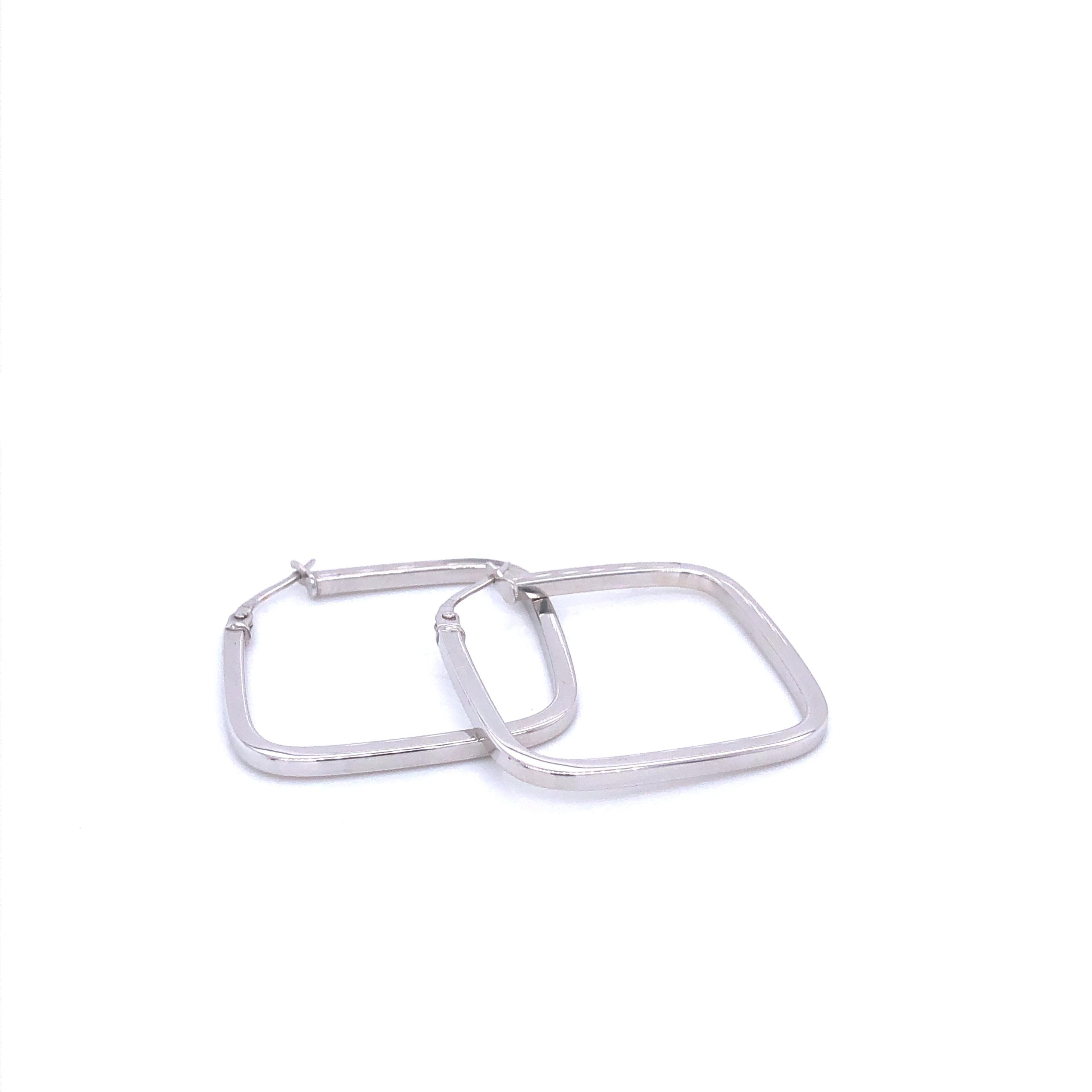 Square 14k White Gold Earrings