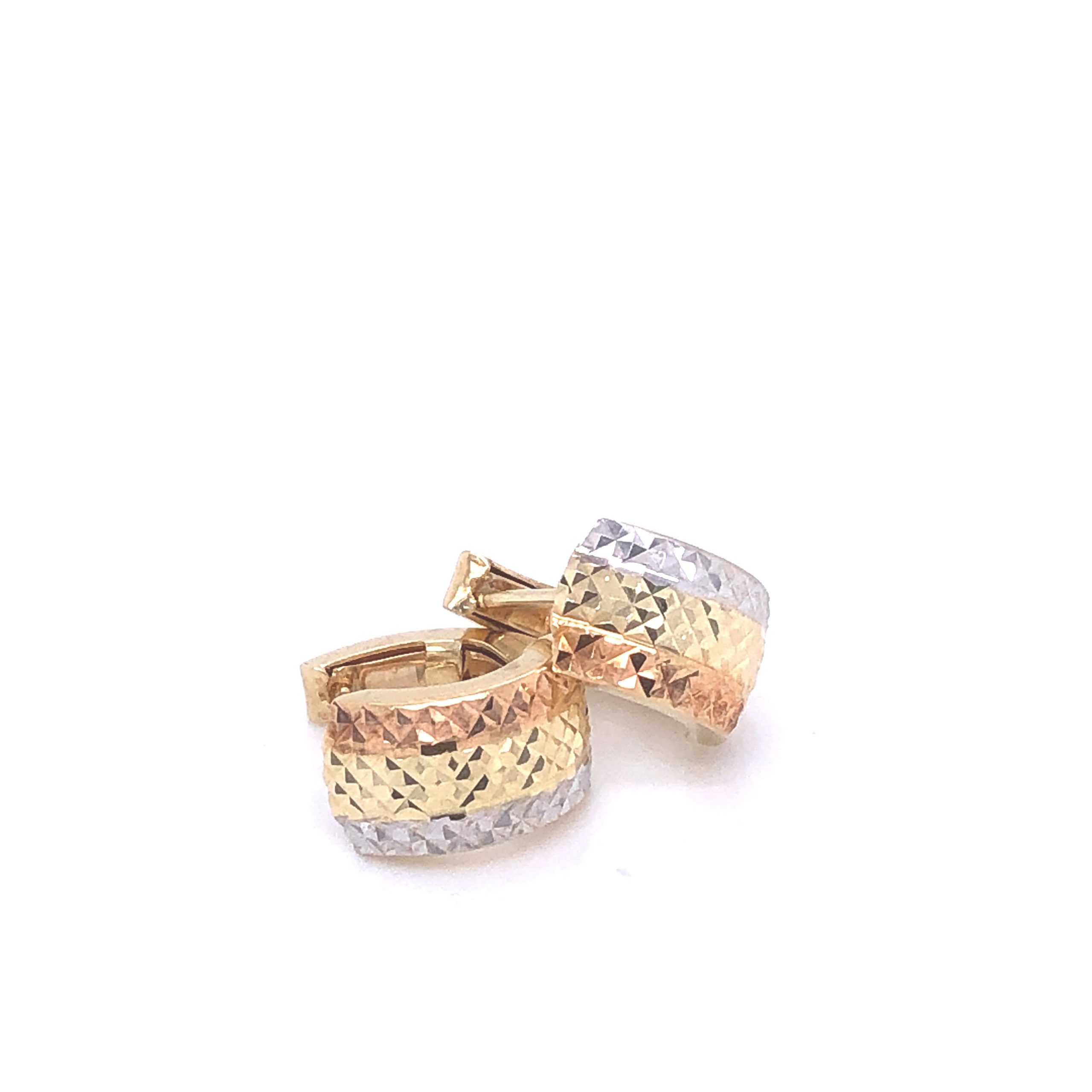 14K Tri-Color Gold Stud Earrings