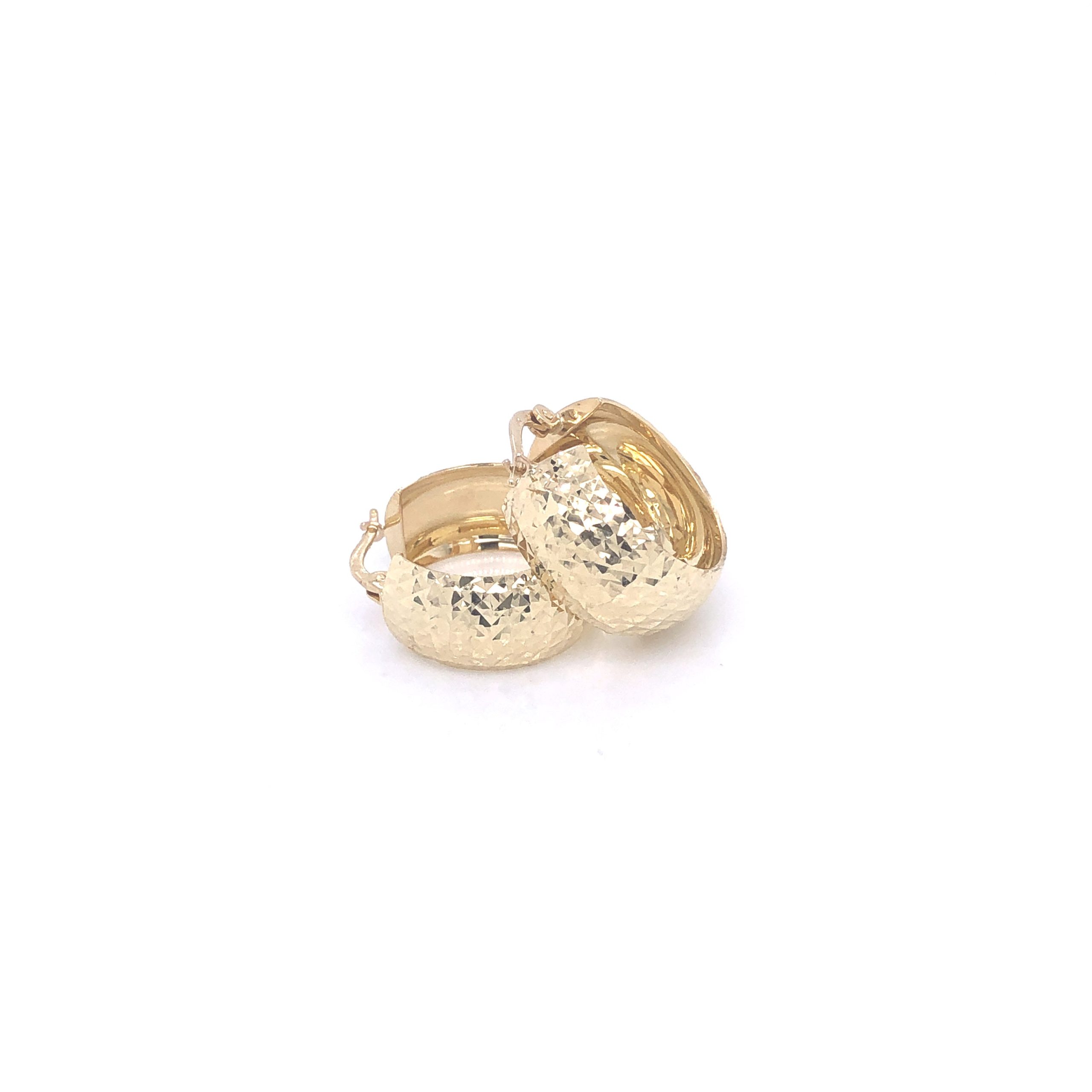 14K Chunky Diamond Cut Gold Huggies