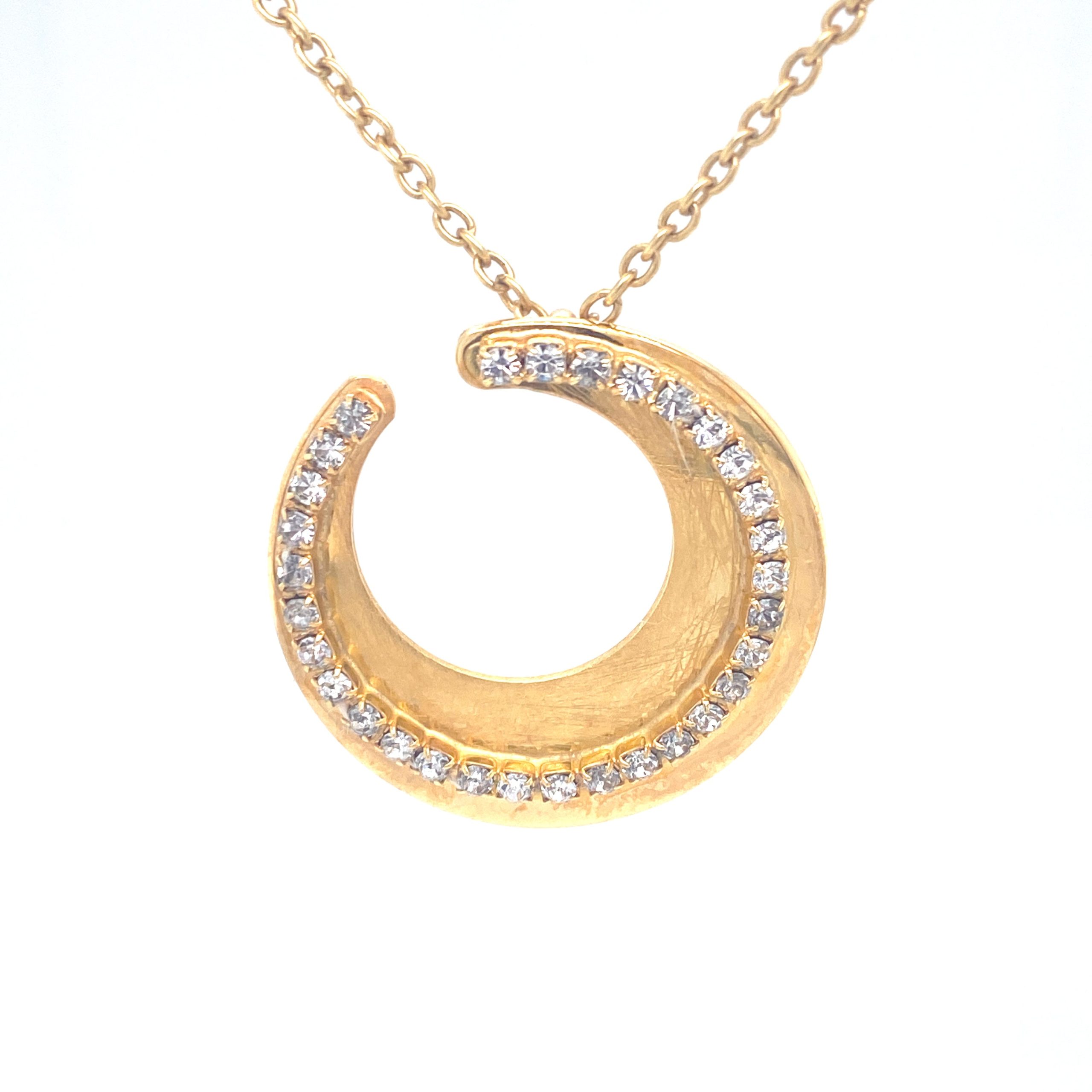 New Moon Curved Swirl Golden Necklace