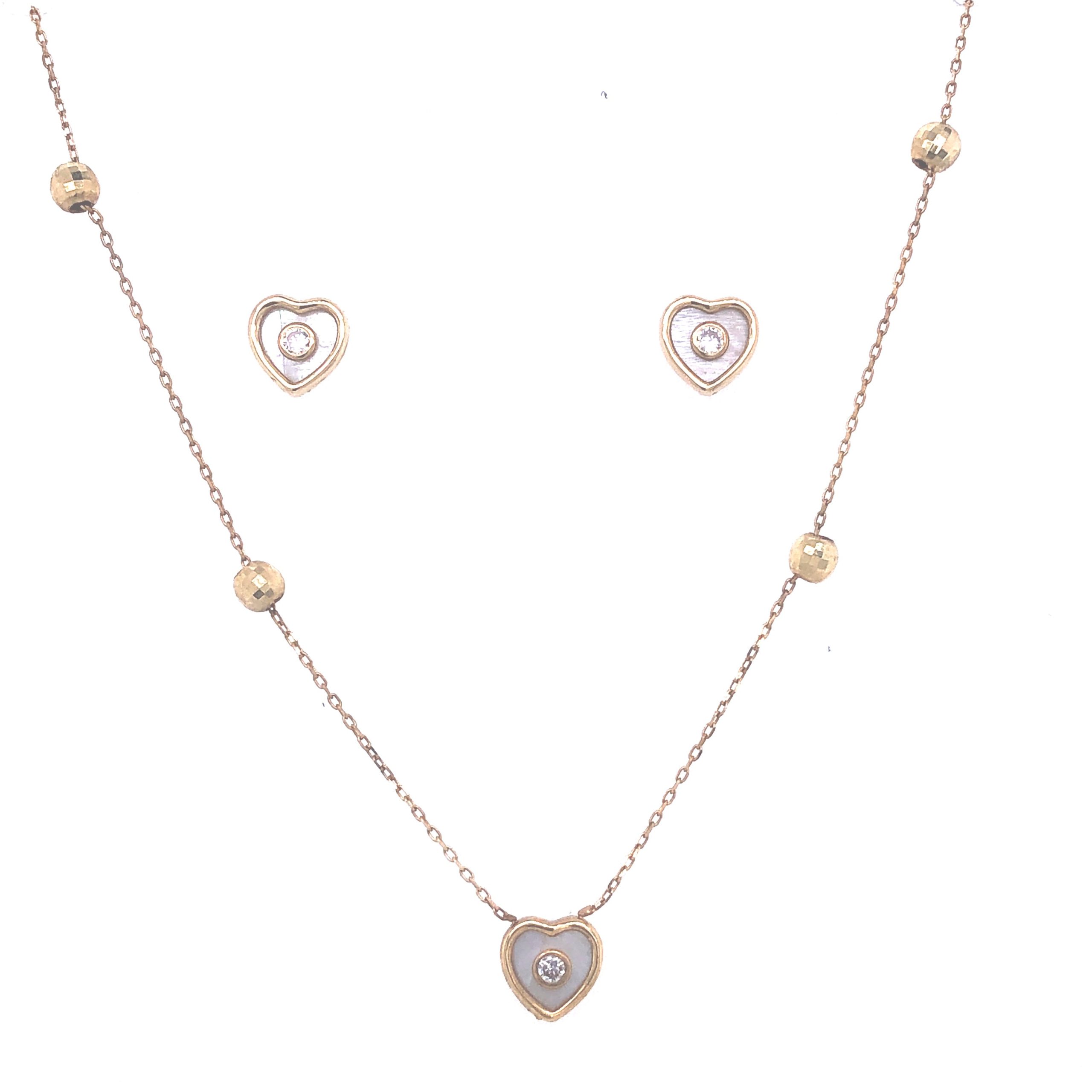 Necklace And Earring Set With Heart Design