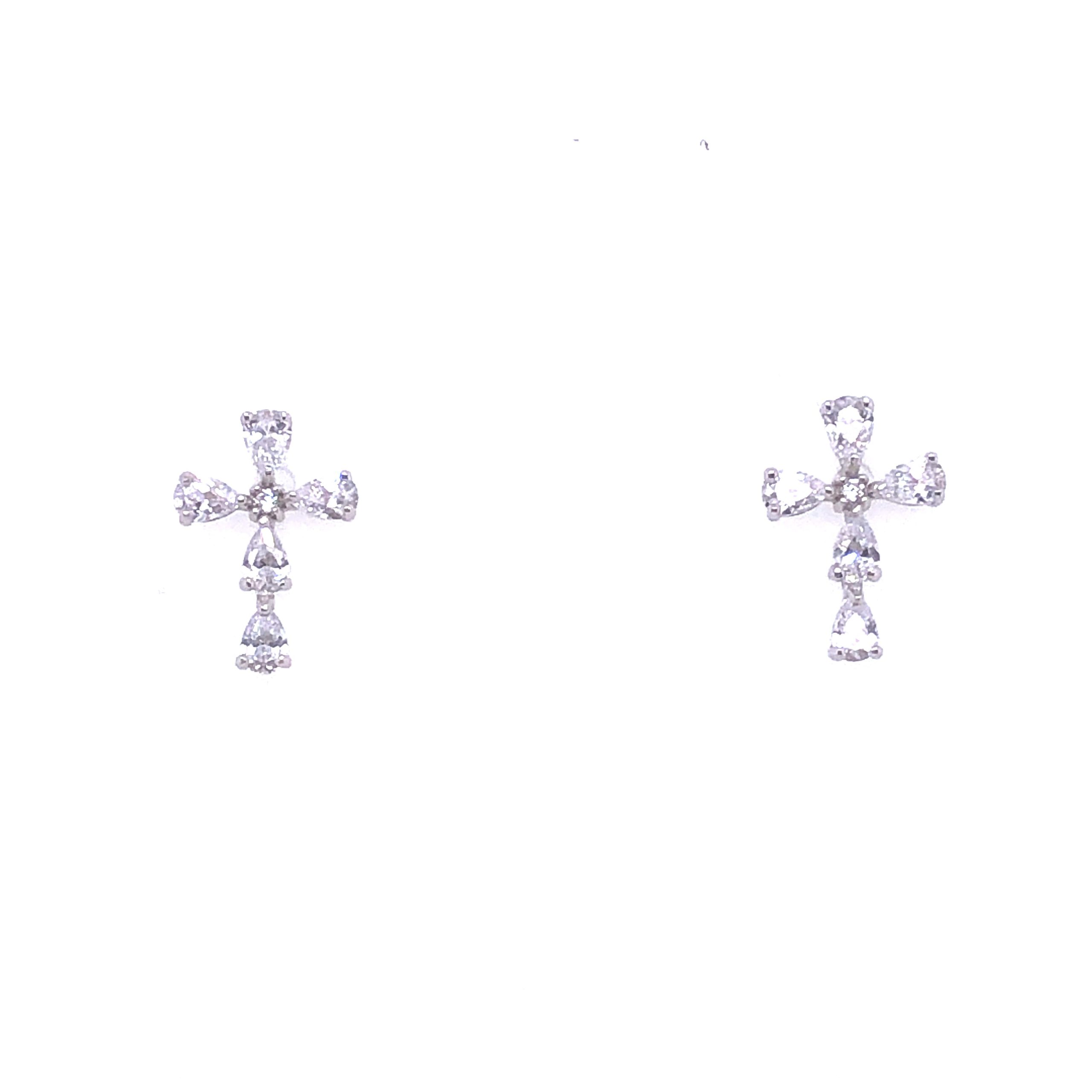 14K Cross Stud With CZ