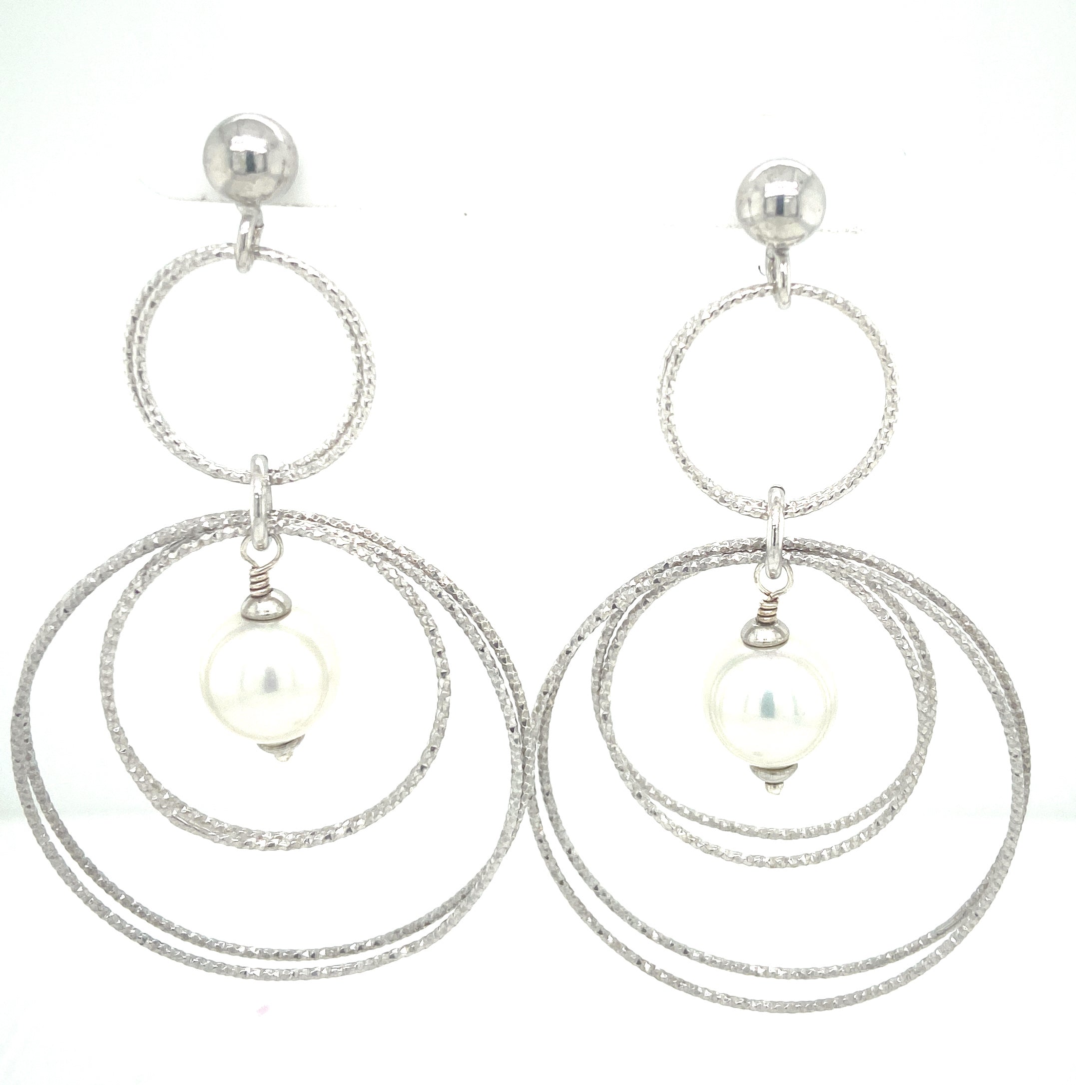 Diamond Cut Circles Dangle Earrings