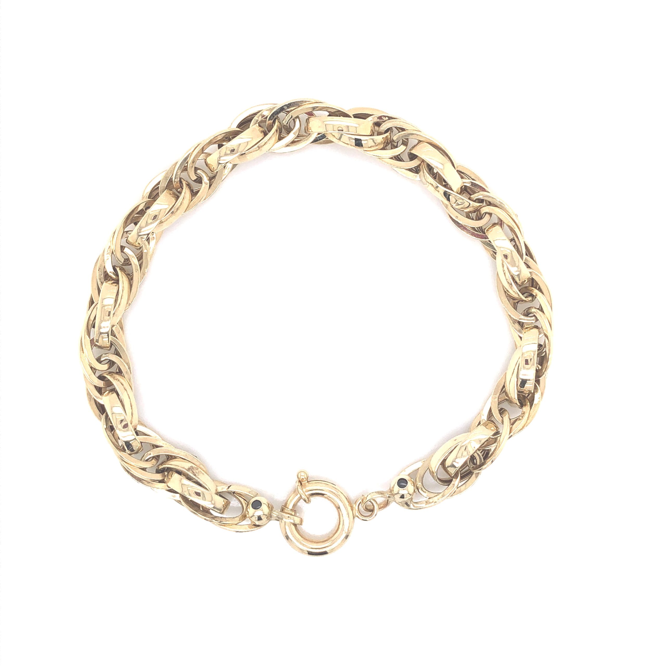 14K Hollow Cuban Link Yellow Gold Bracelet