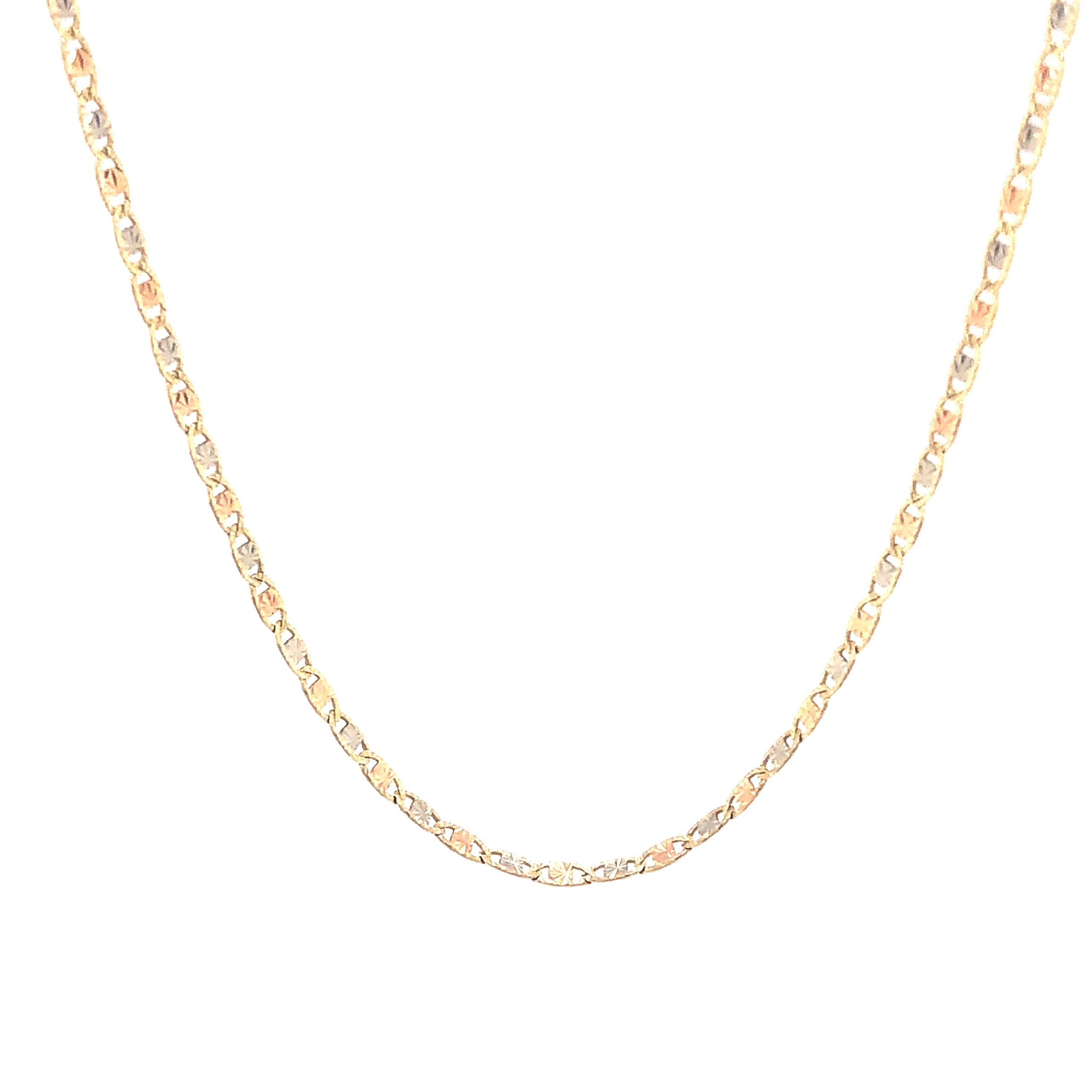 Valentino Flat Link Tri-Color 4k Gold Chain (1.8mm)