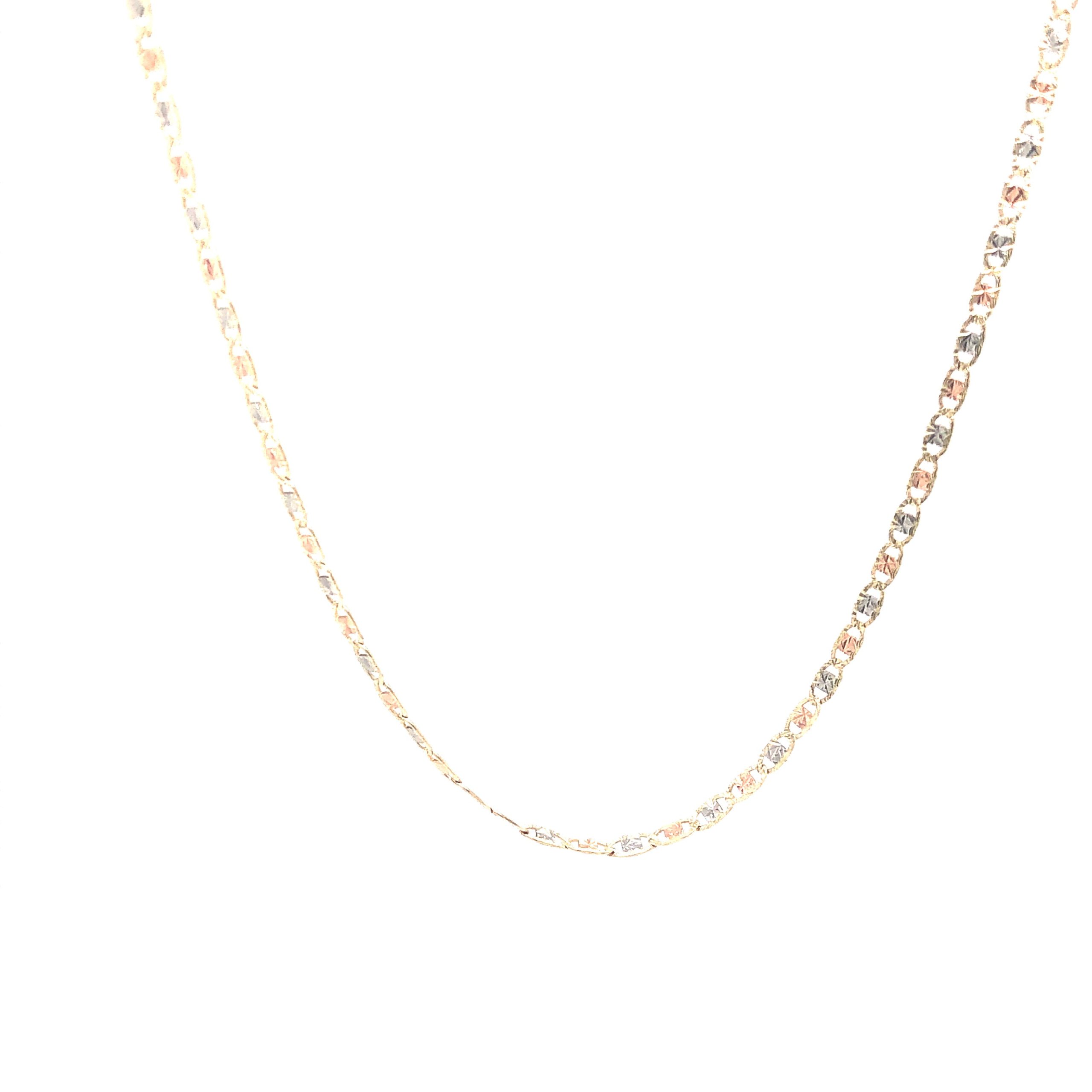 14K Valentino Flat Link Tri-Color Gold Chain (1.8mm)