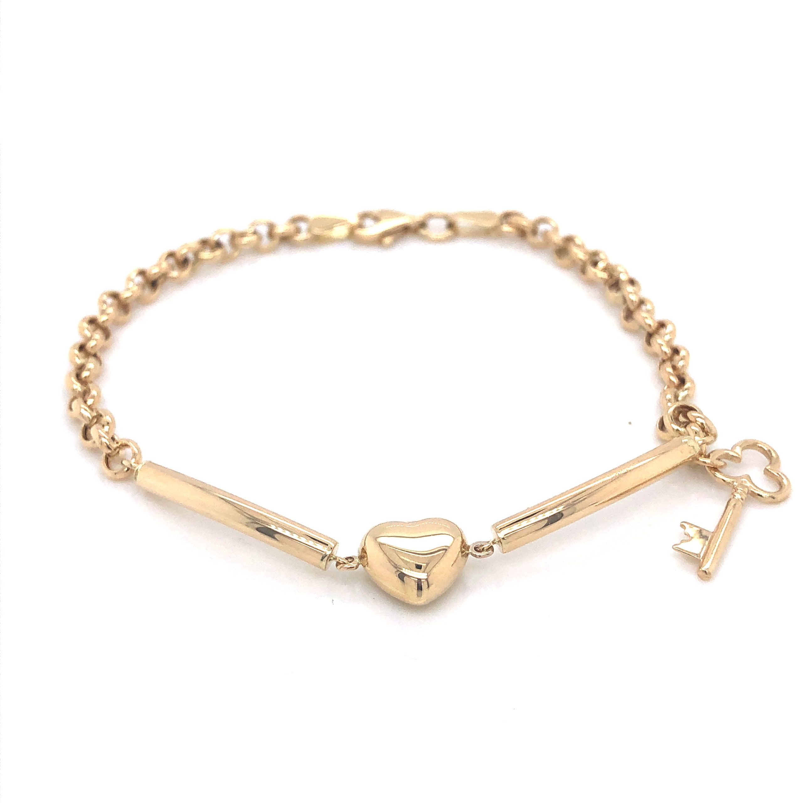 14K Gold Open Heart Bracelet