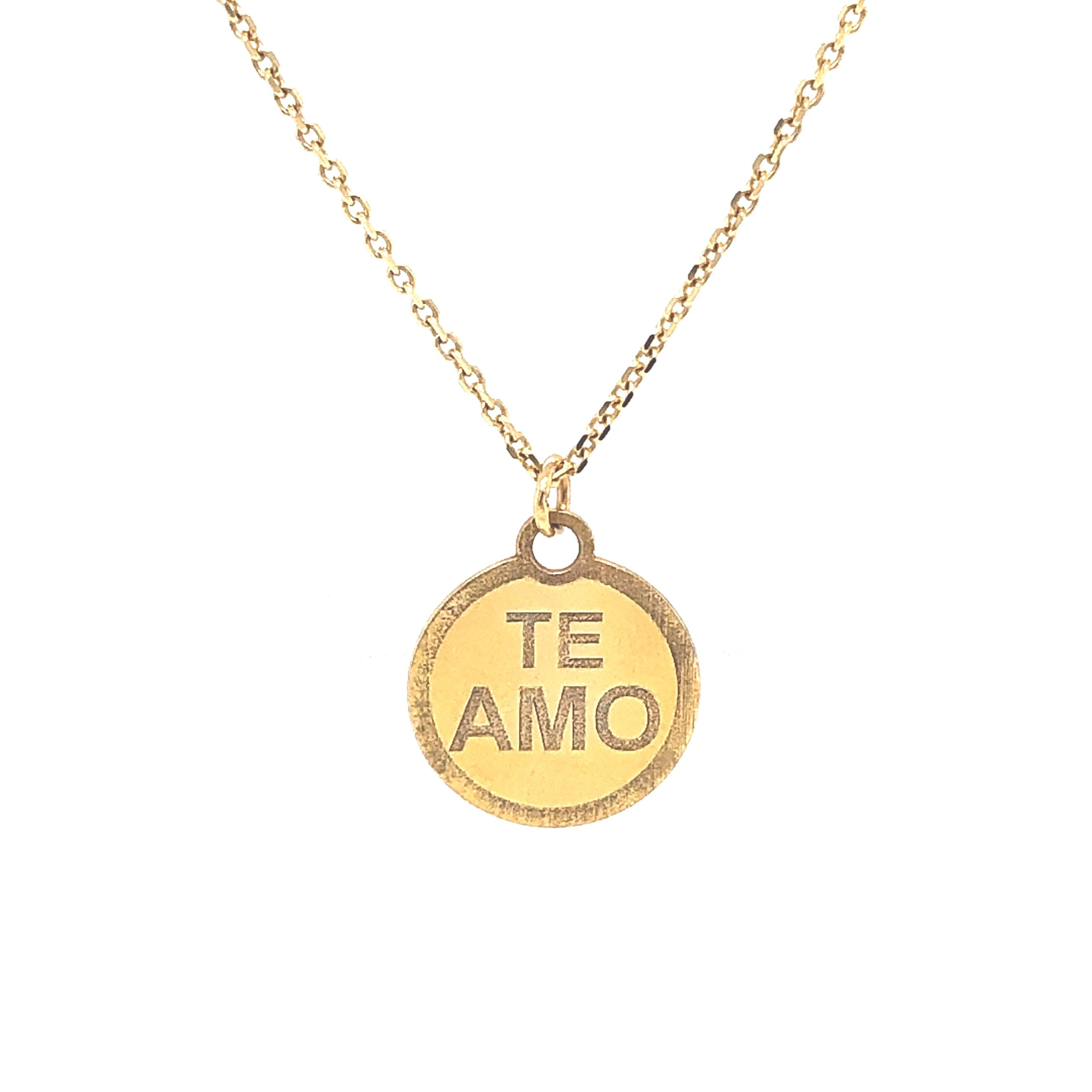 14K Custom Pendant Engraving Te Amo