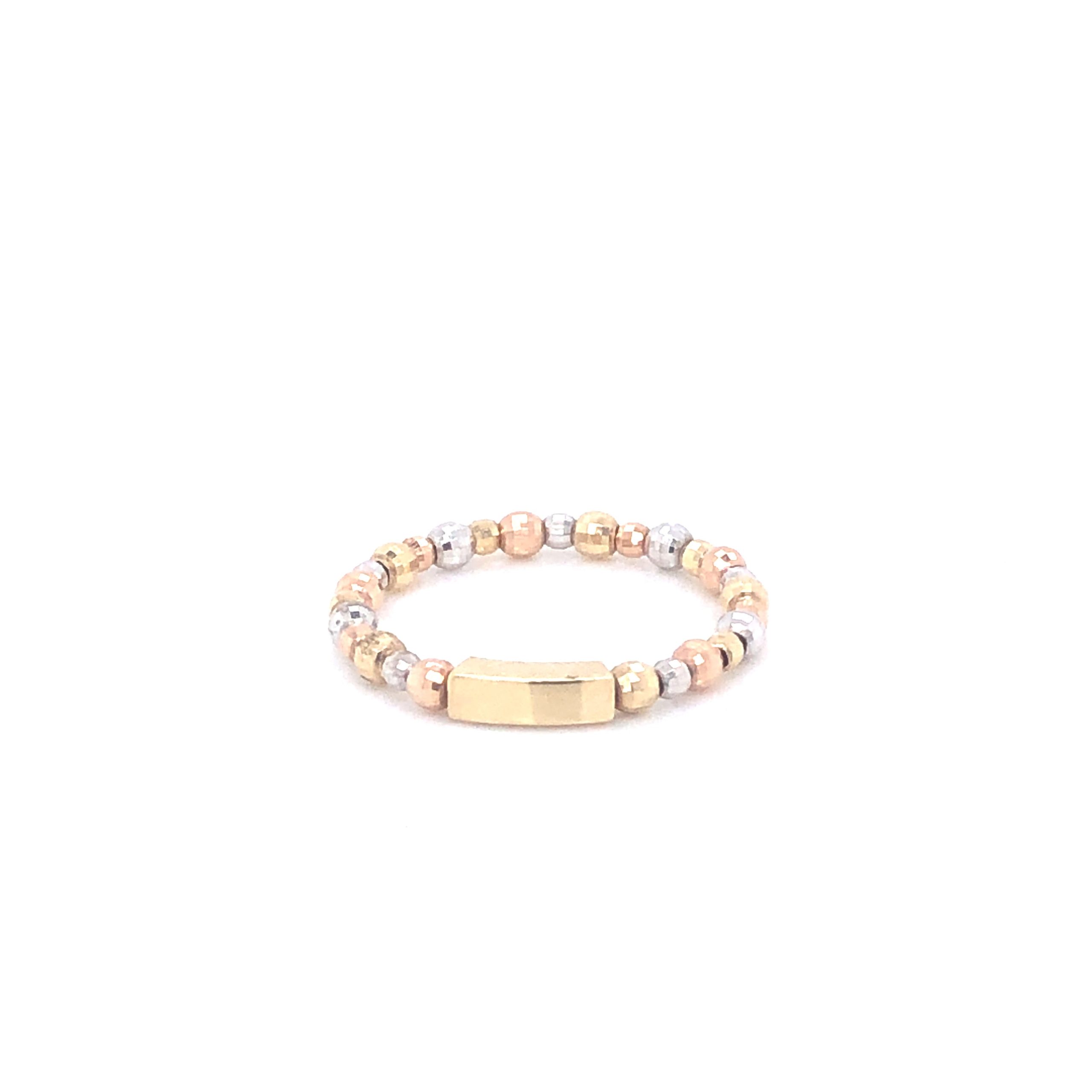 14K Tri-Color Beads Gold Ring