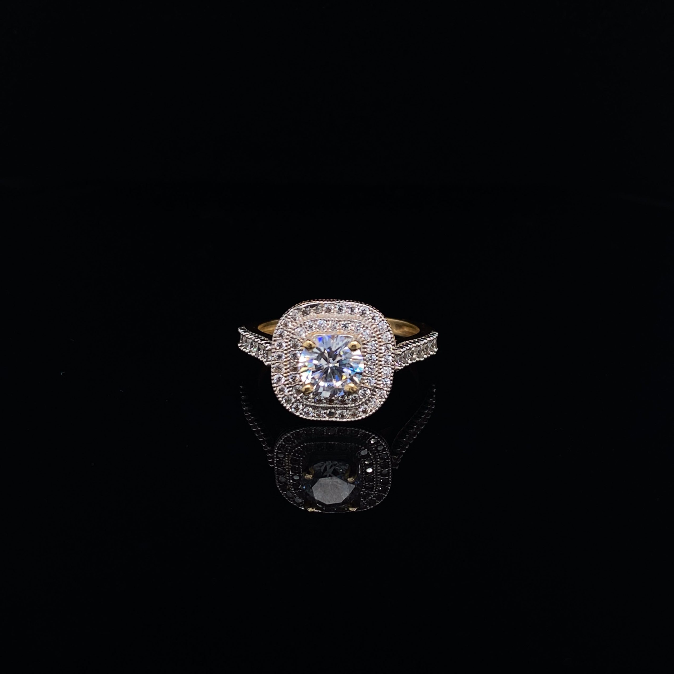 Round Cut Two-Tone 14k Gold with Cubic Zirconia Ring