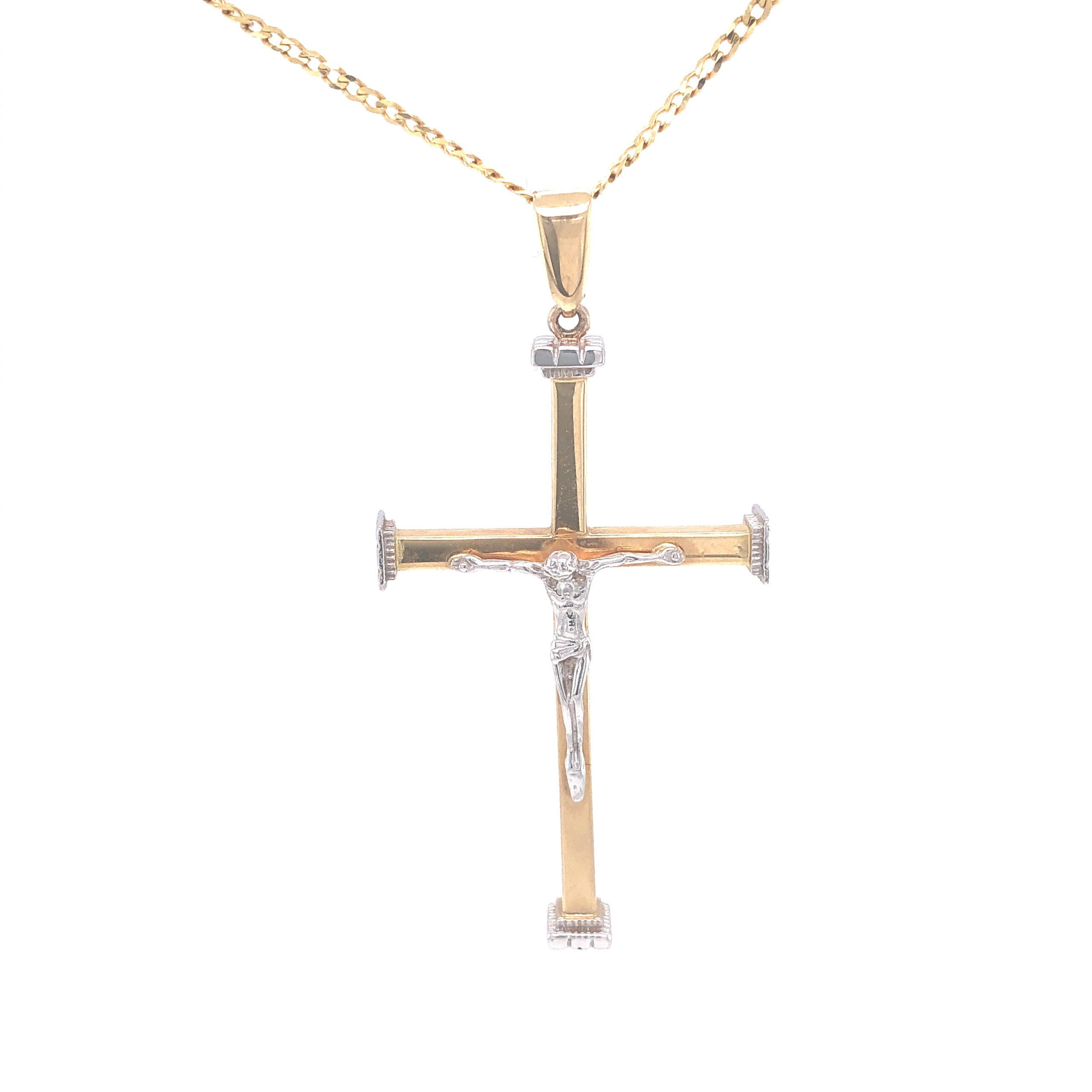 14K Two-Tone Cross Gold Pendant